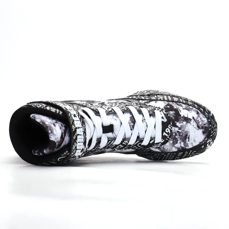 High-Top Boxing Shoe: Men's Sneaker in Fashion Graffiti Style