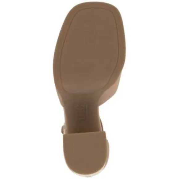 INC Womens Beige 1.5 Platform Arya Round Toe Block Heel Heeled Sandal 10 M