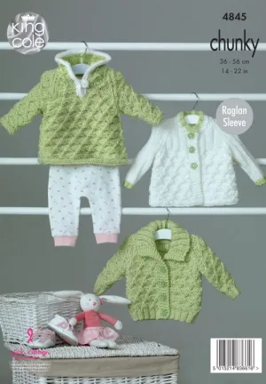 King Cole 4845 Hoody ,Jacket and Matinee Coat - Chunky