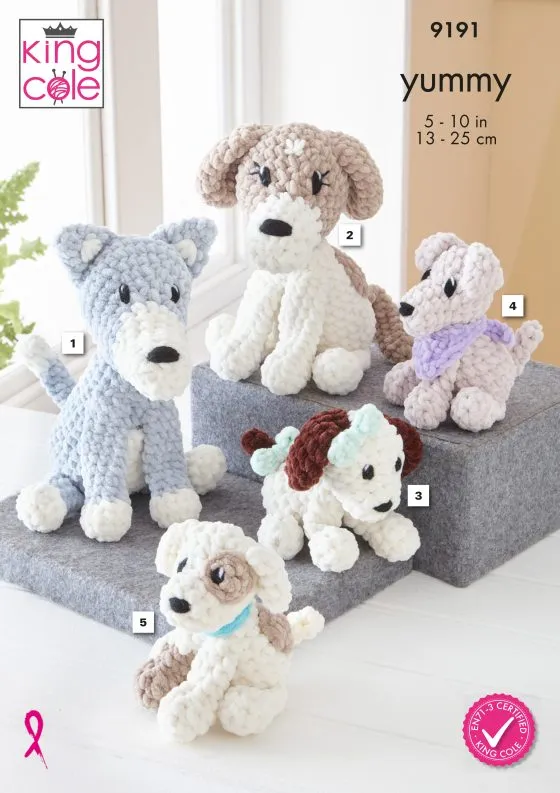 King Cole Crochet Pattern Dogs 9191