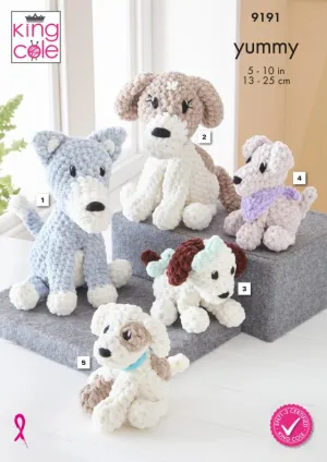 King Cole Crochet Pattern Dogs 9191