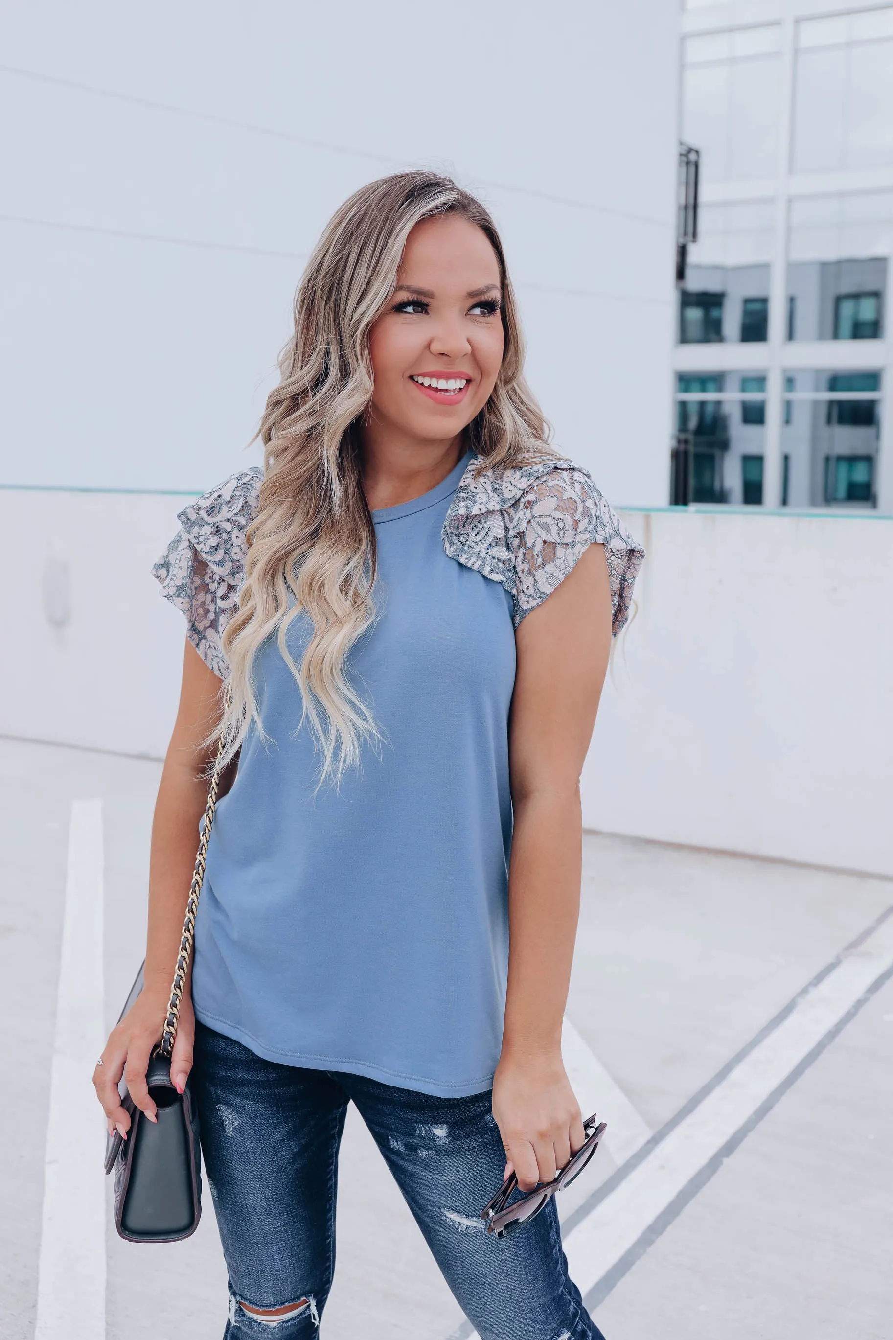 Kristi Tiered Lace Sleeve Top