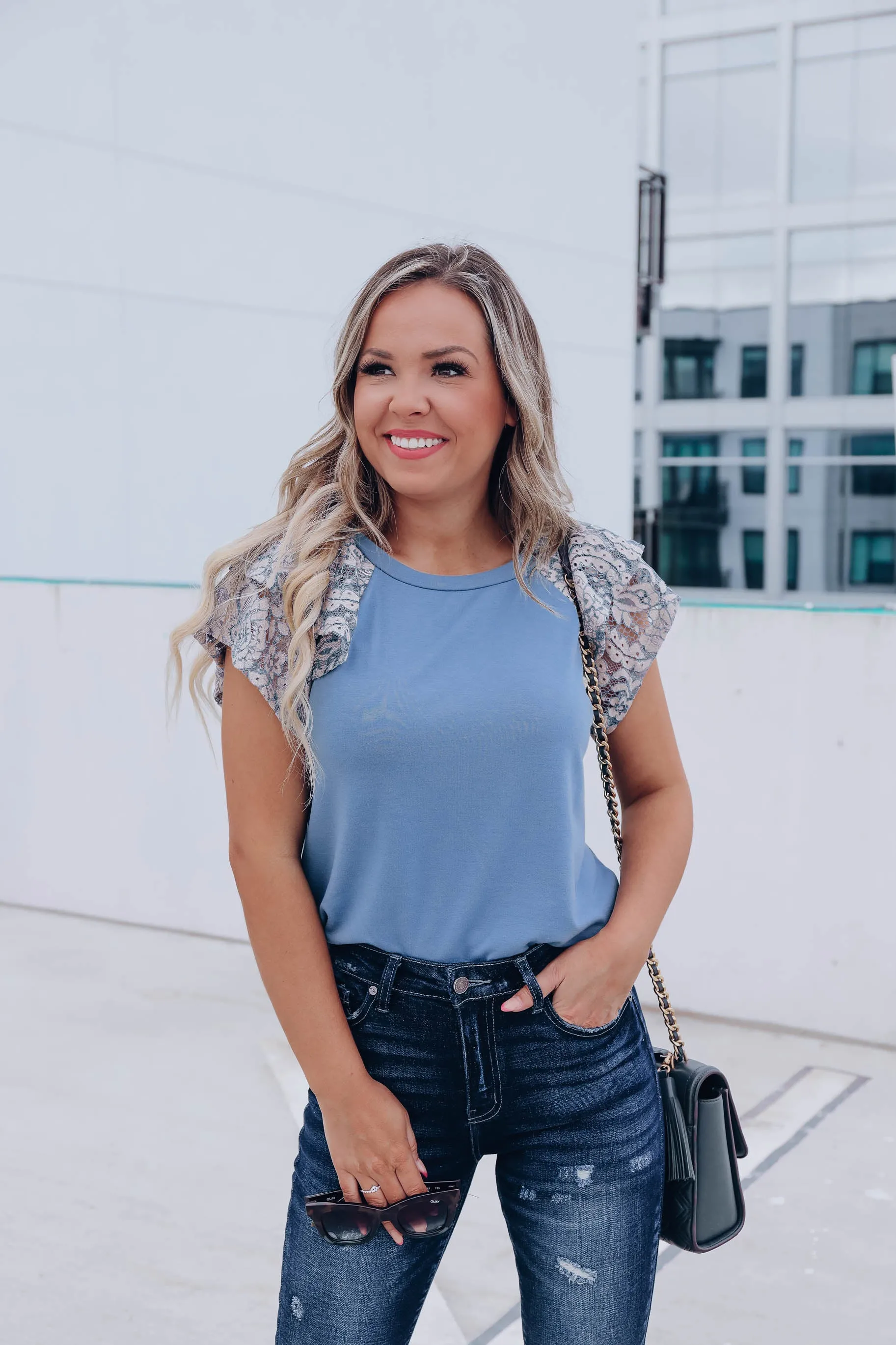 Kristi Tiered Lace Sleeve Top
