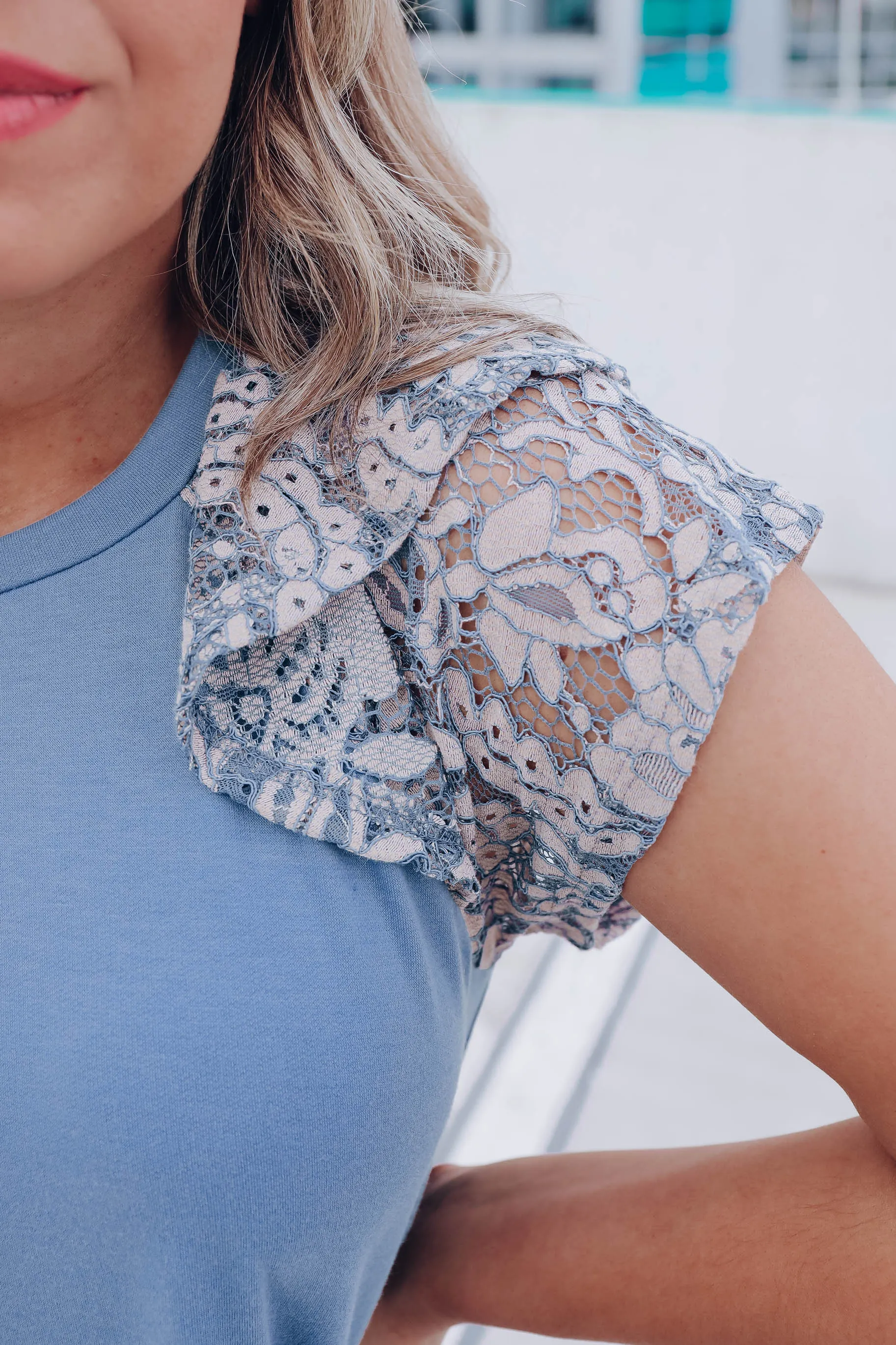Kristi Tiered Lace Sleeve Top
