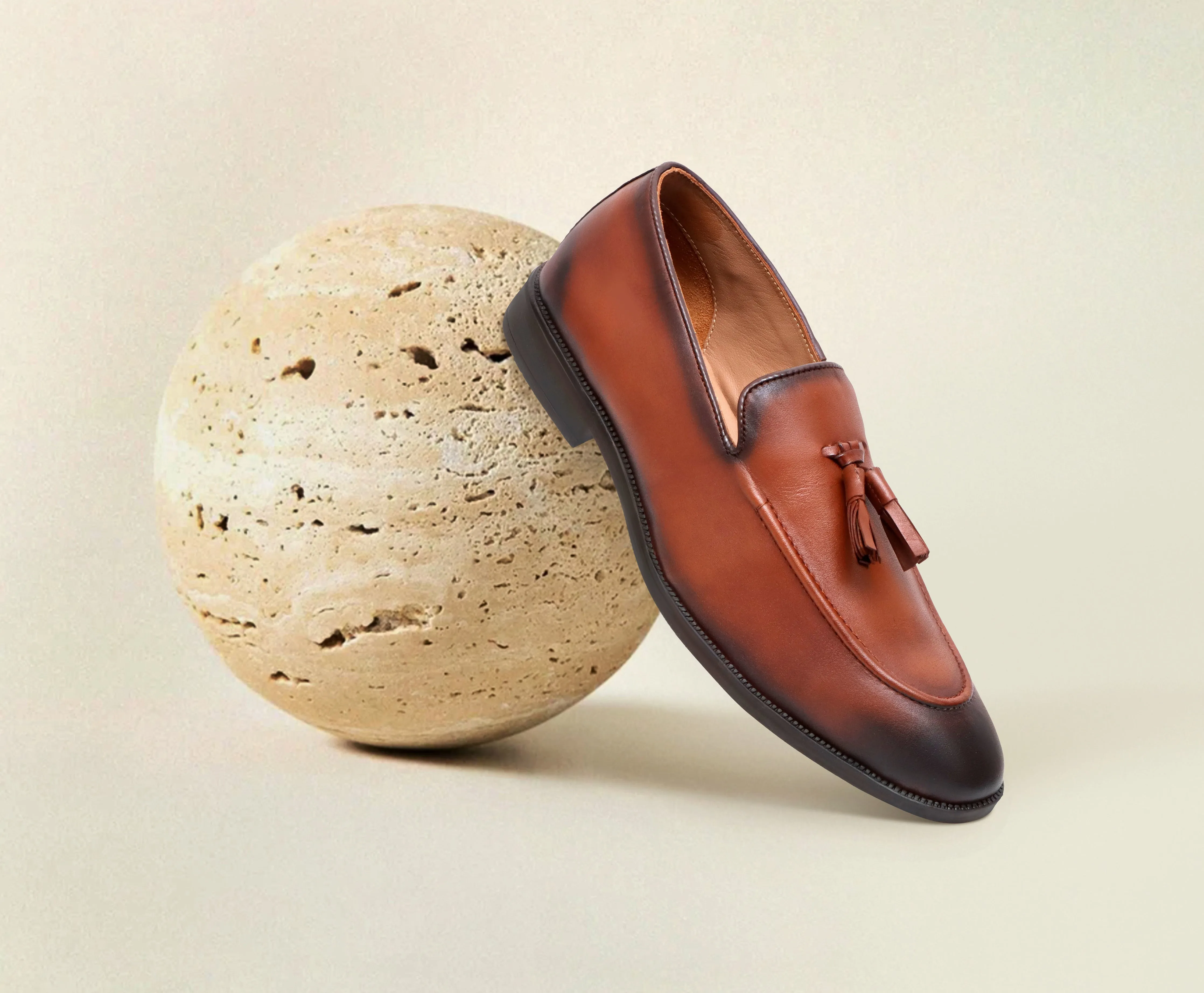 Leather Tassel Loafer - Cherry