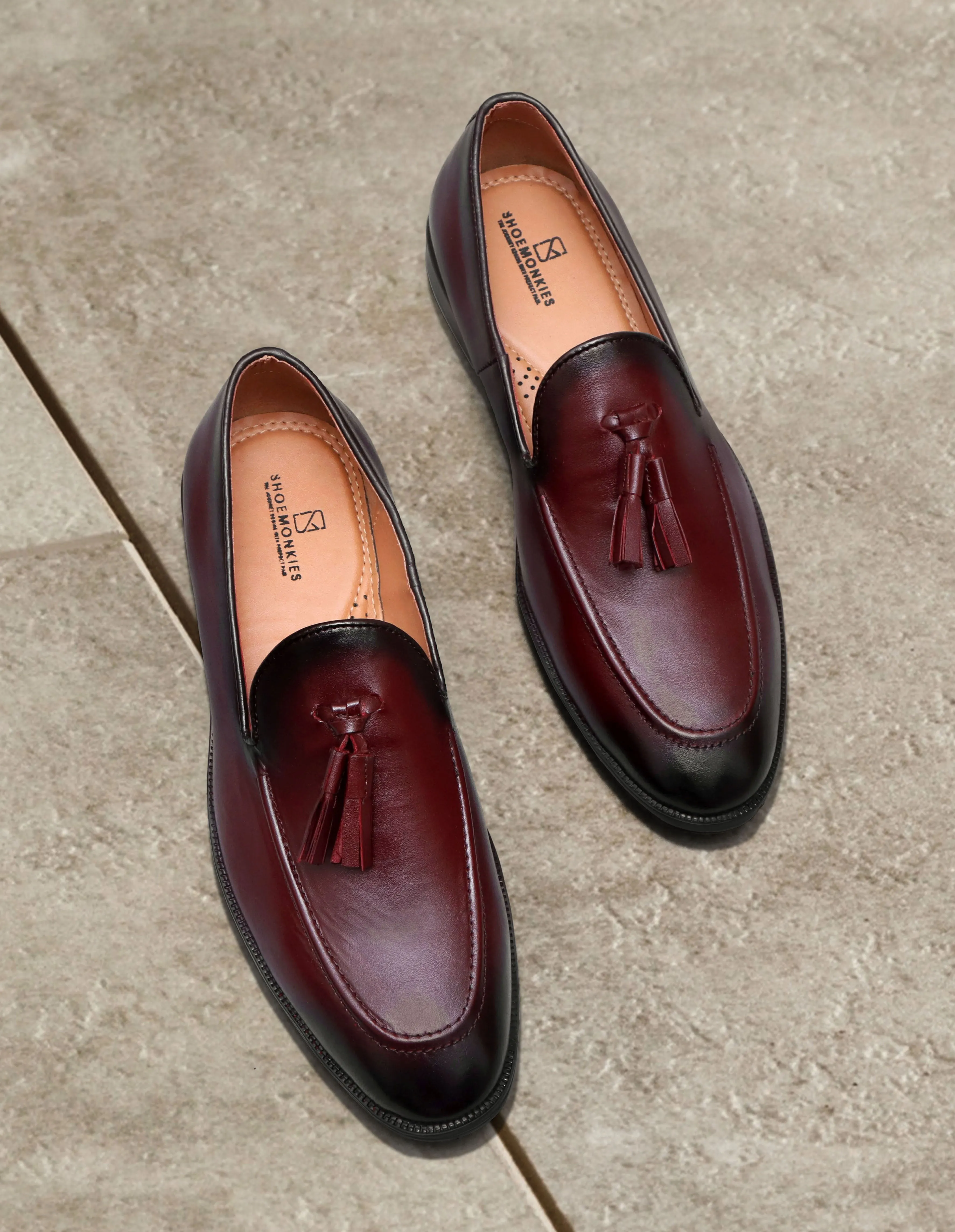 Leather Tassel Loafer - Cherry