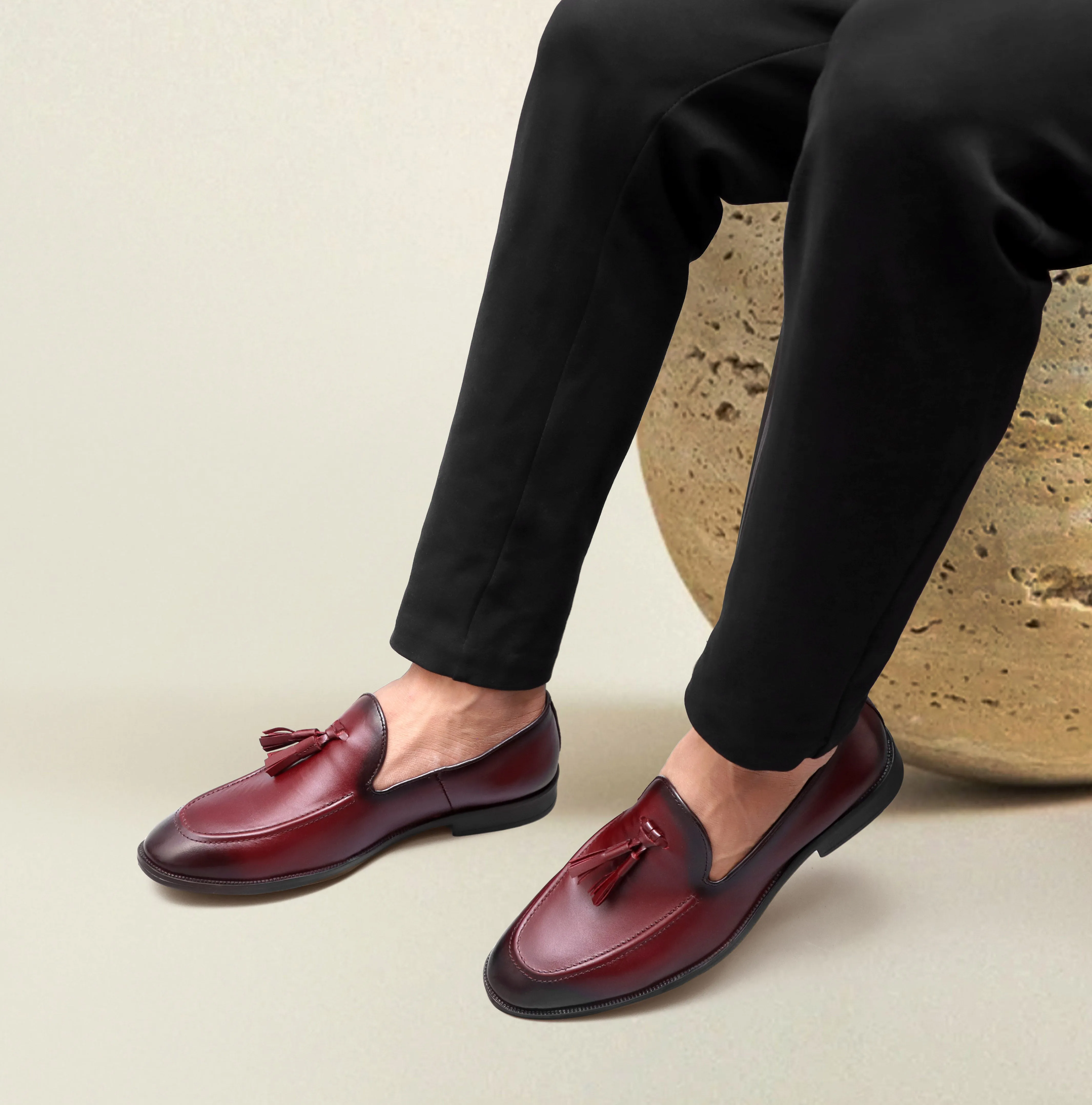 Leather Tassel Loafer - Cherry