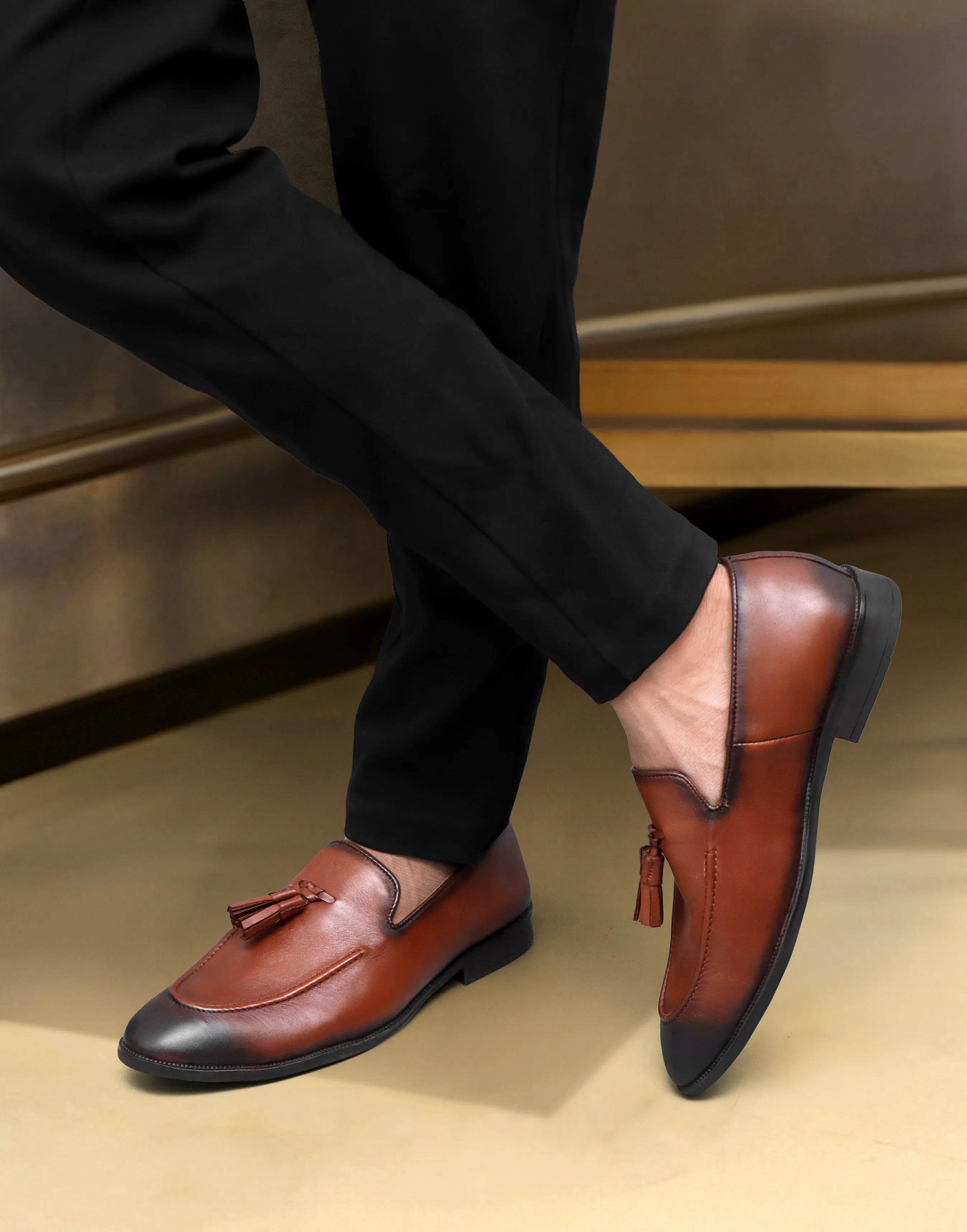 Leather Tassel Loafer - Cherry
