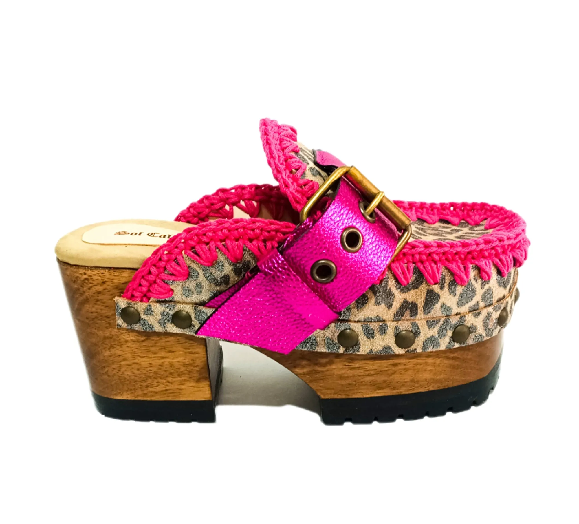 Leopard Pink Oxford Clogs