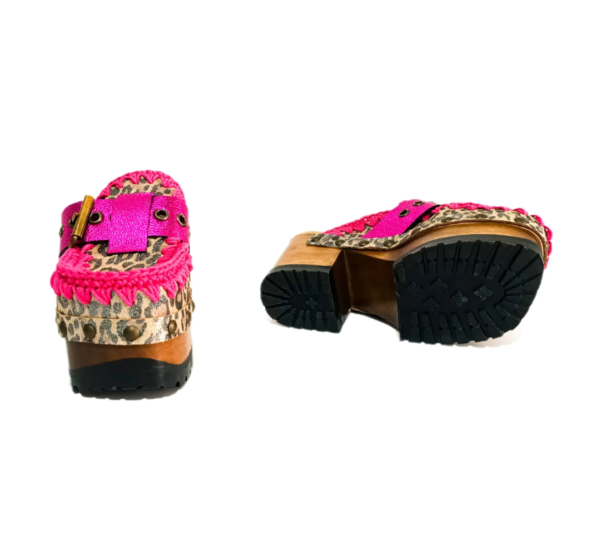 Leopard Pink Oxford Clogs