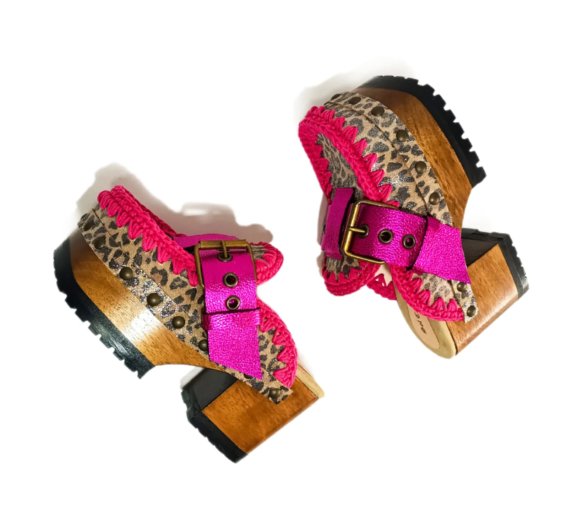 Leopard Pink Oxford Clogs