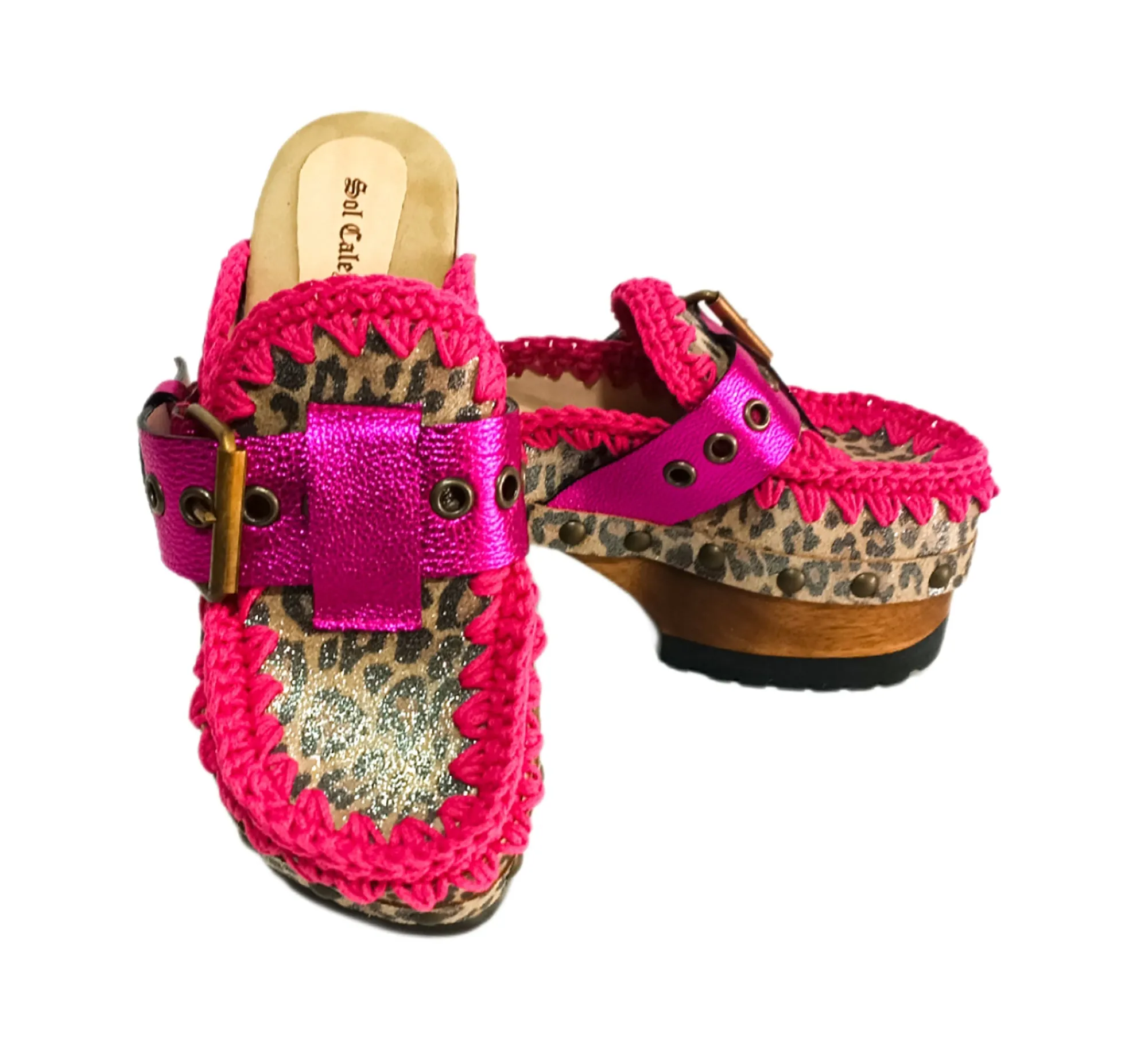 Leopard Pink Oxford Clogs