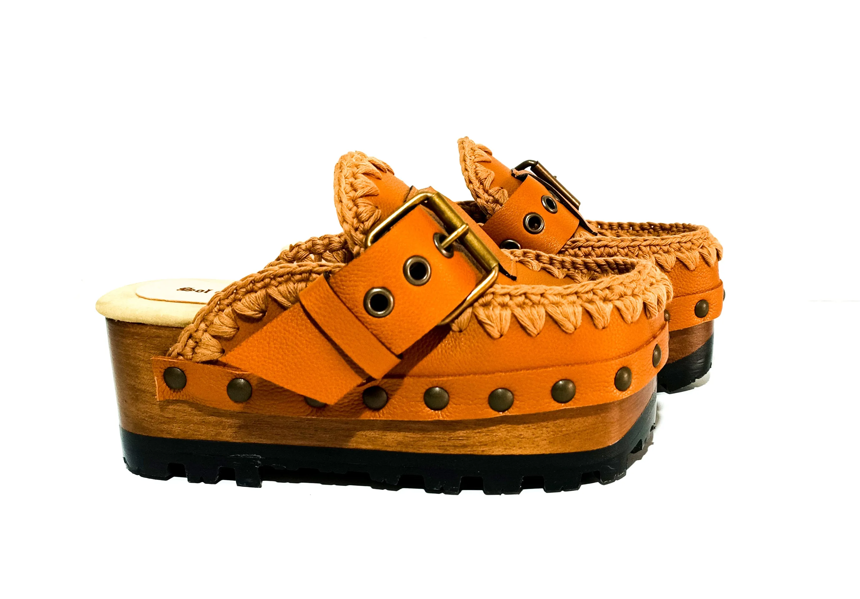 Light brown oxford clogs