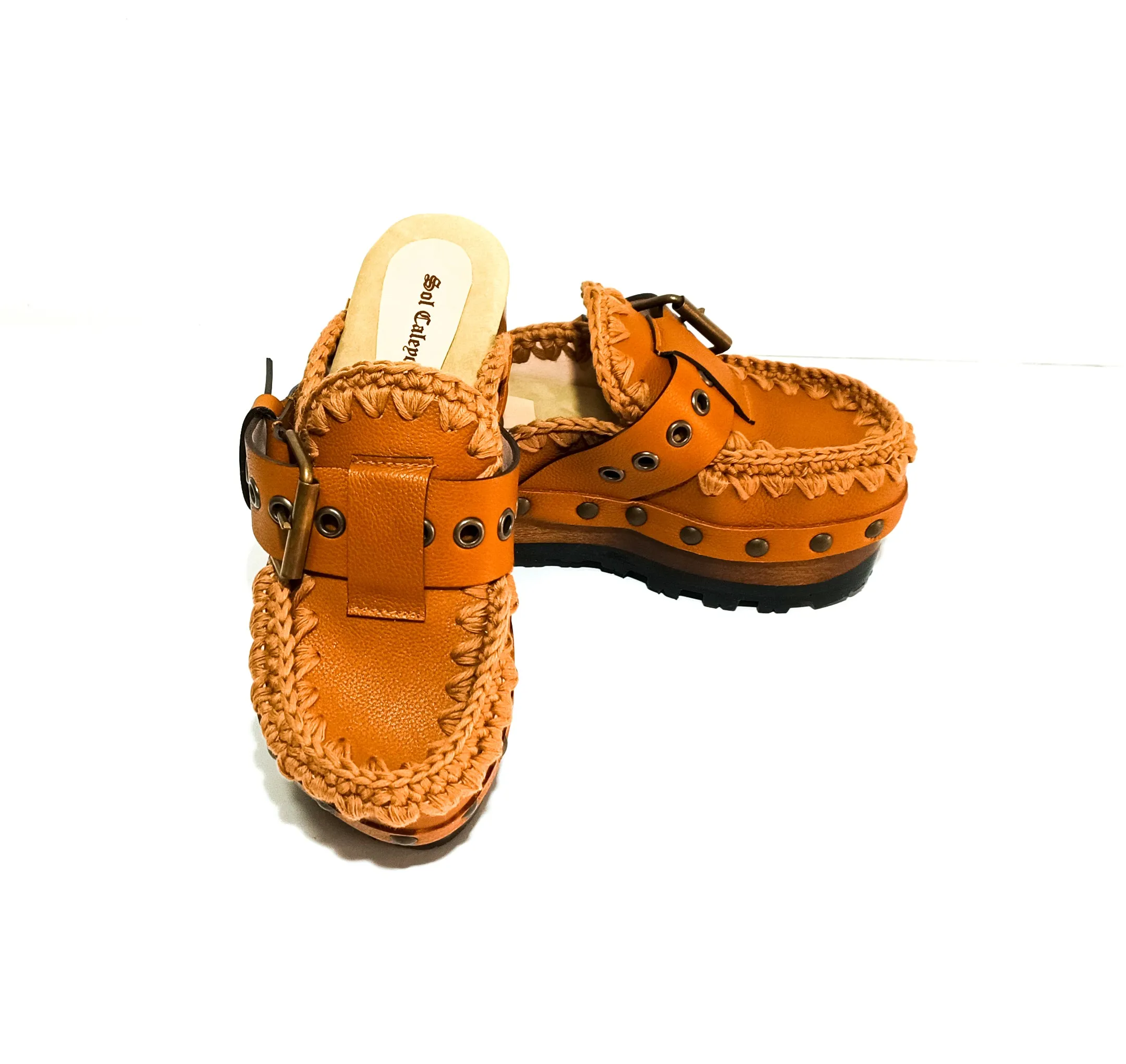 Light brown oxford clogs