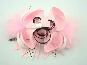 Light Pink Minnie w/Marabou feather 5.5in Bow