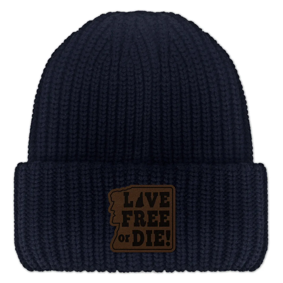 Live Free or Die Leather Patch Chunky Knit