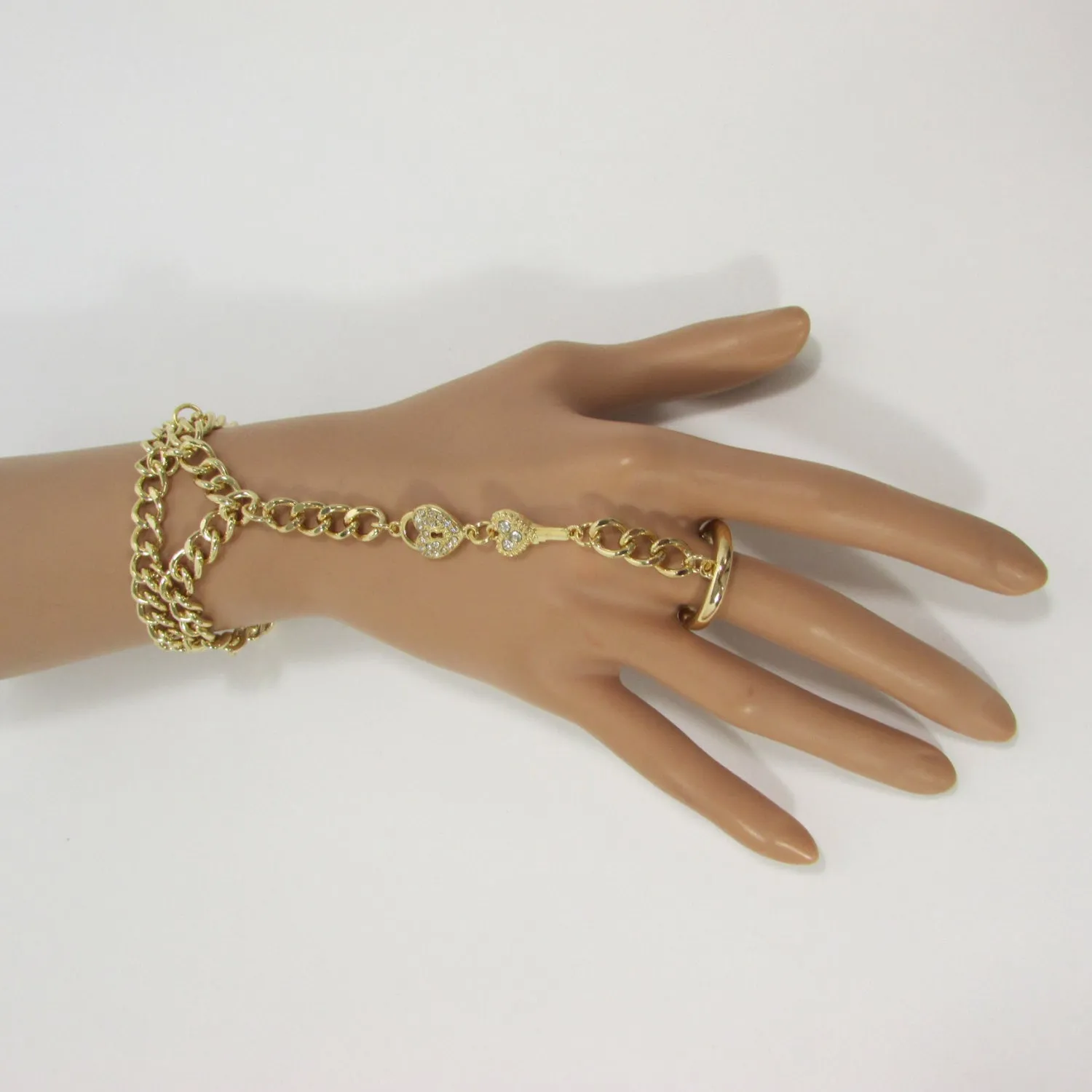 Lock & Key Connected Metal Hand Chain