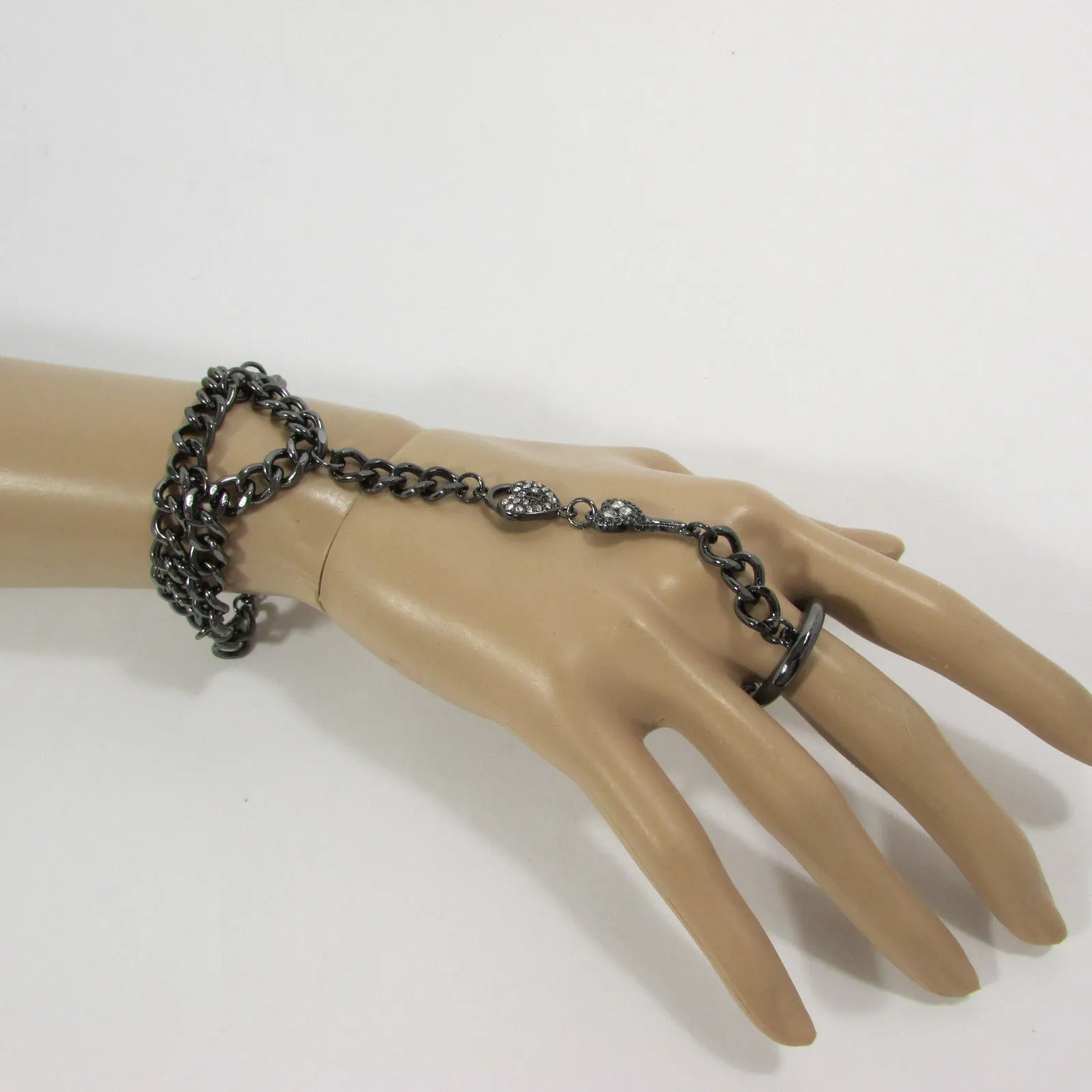 Lock & Key Connected Metal Hand Chain