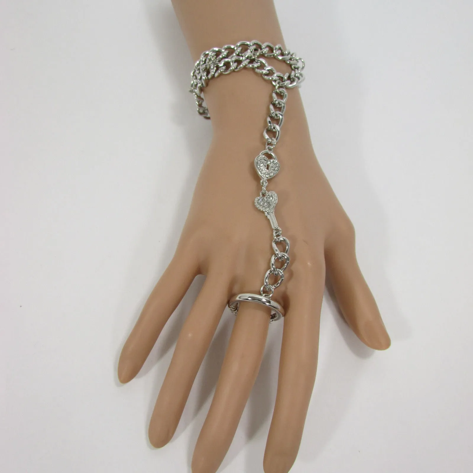 Lock & Key Connected Metal Hand Chain