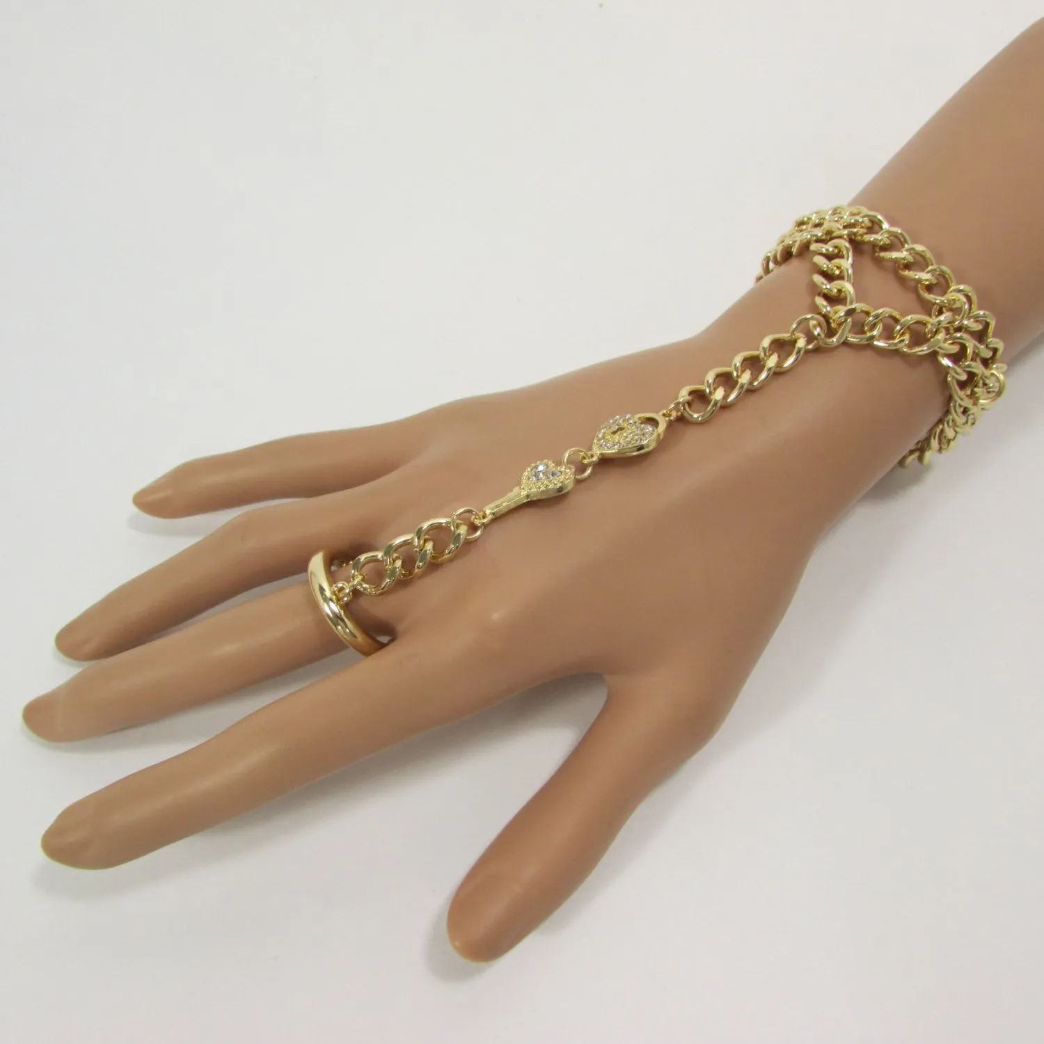 Lock & Key Connected Metal Hand Chain