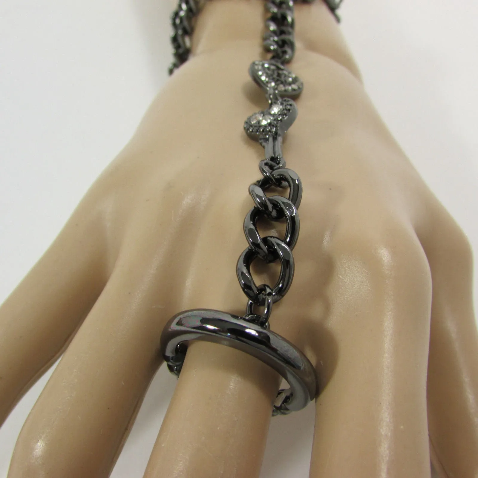 Lock & Key Connected Metal Hand Chain