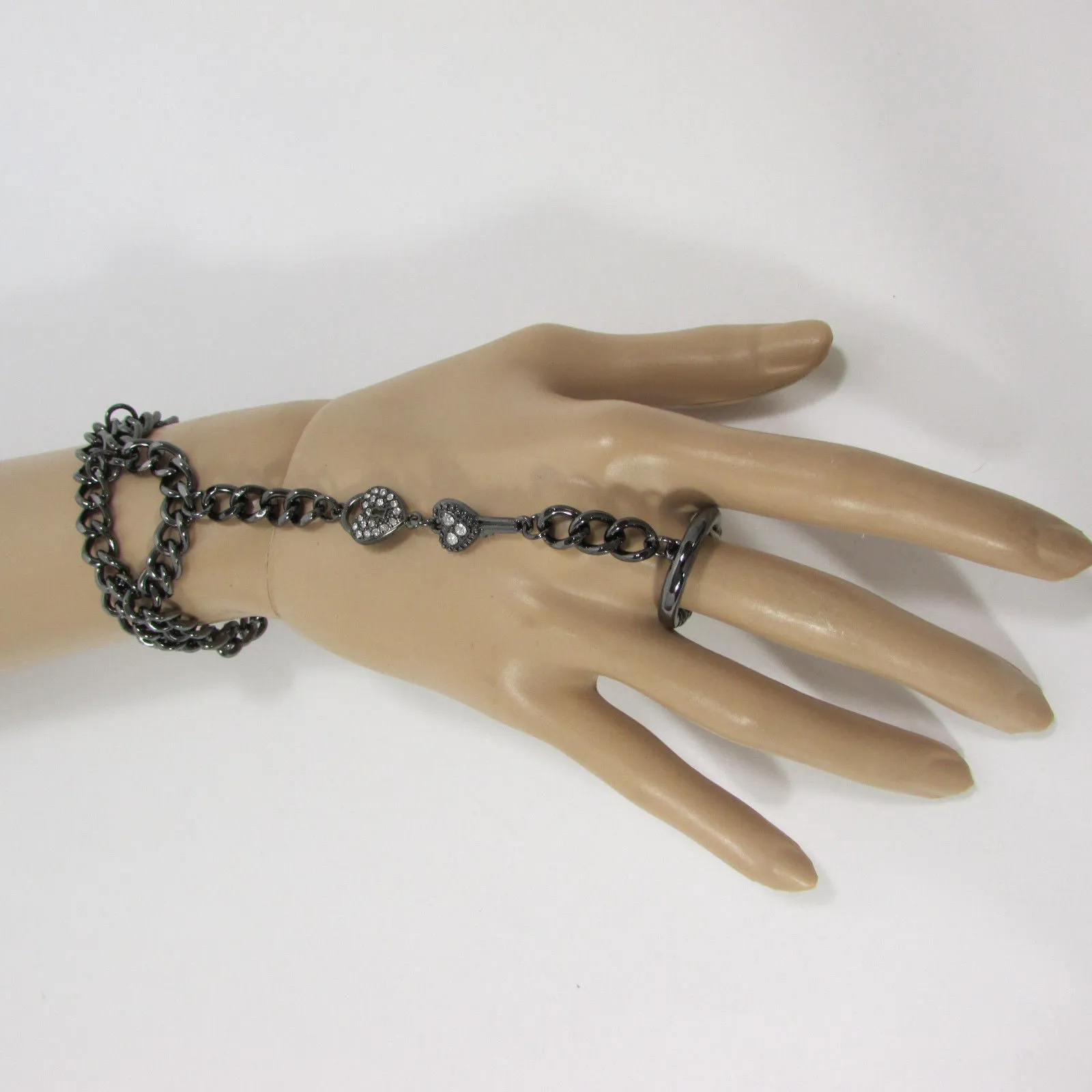 Lock & Key Connected Metal Hand Chain