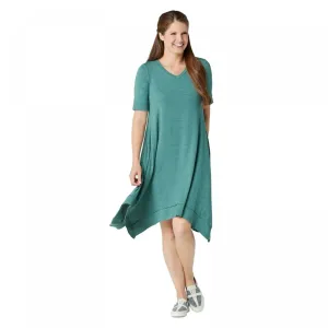 LOGO by Lori Goldstein Plus Size Lounge Handkerchief Hem Jersey Dress