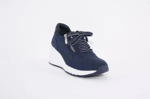 MARCO TOZZI - 23788-890 LACED HIGH WEDGE FASHION SHOE - NAVY