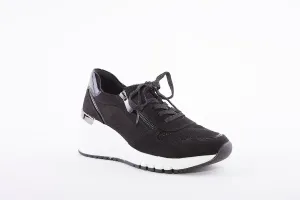 MARCO TOZZI - 23788 LACED WEDGE FASHION SHOE - BLACK/WHITE