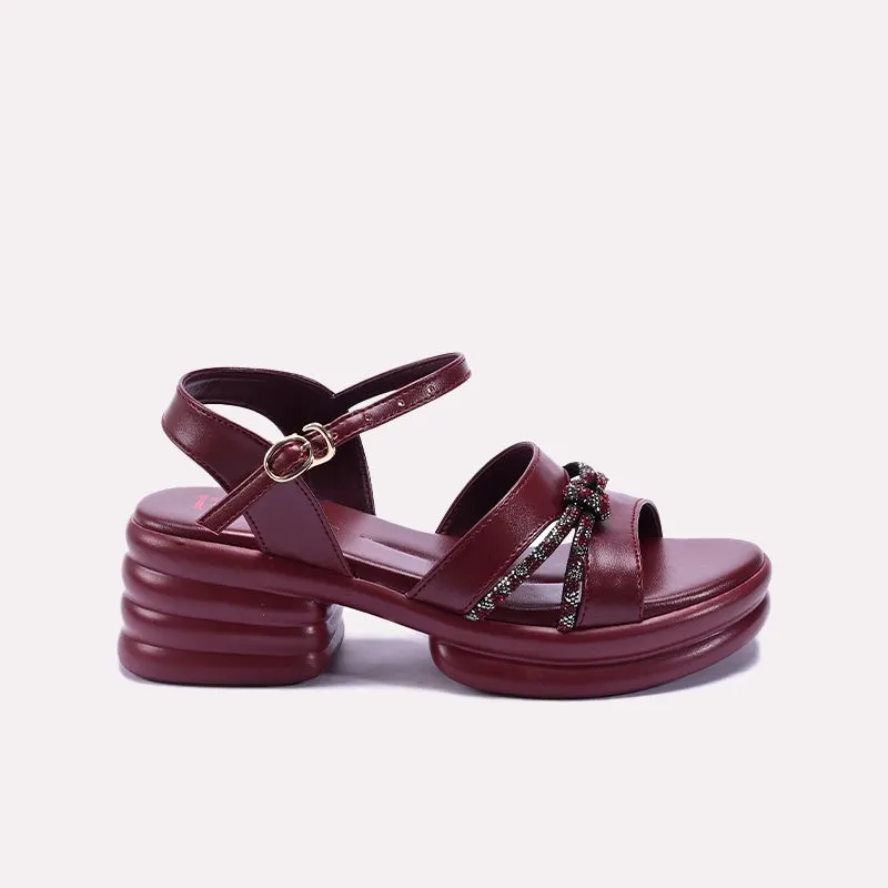 Maroon Chunky Heel Casual Sandals 0421422