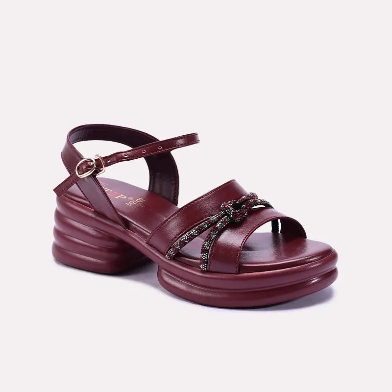 Maroon Chunky Heel Casual Sandals 0421422