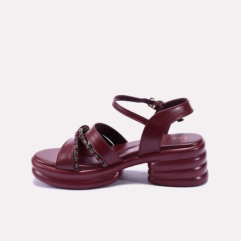 Maroon Chunky Heel Casual Sandals 0421422