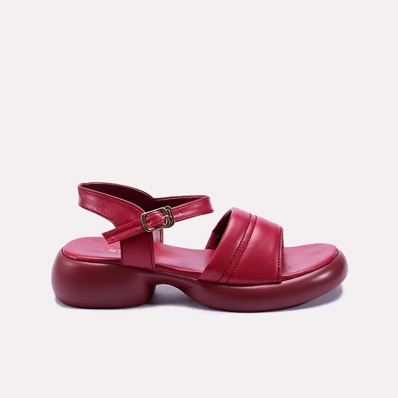 Maroon Chunky Heel Casual Sandals 0421484