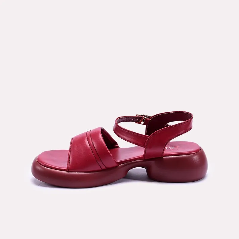 Maroon Chunky Heel Casual Sandals 0421484