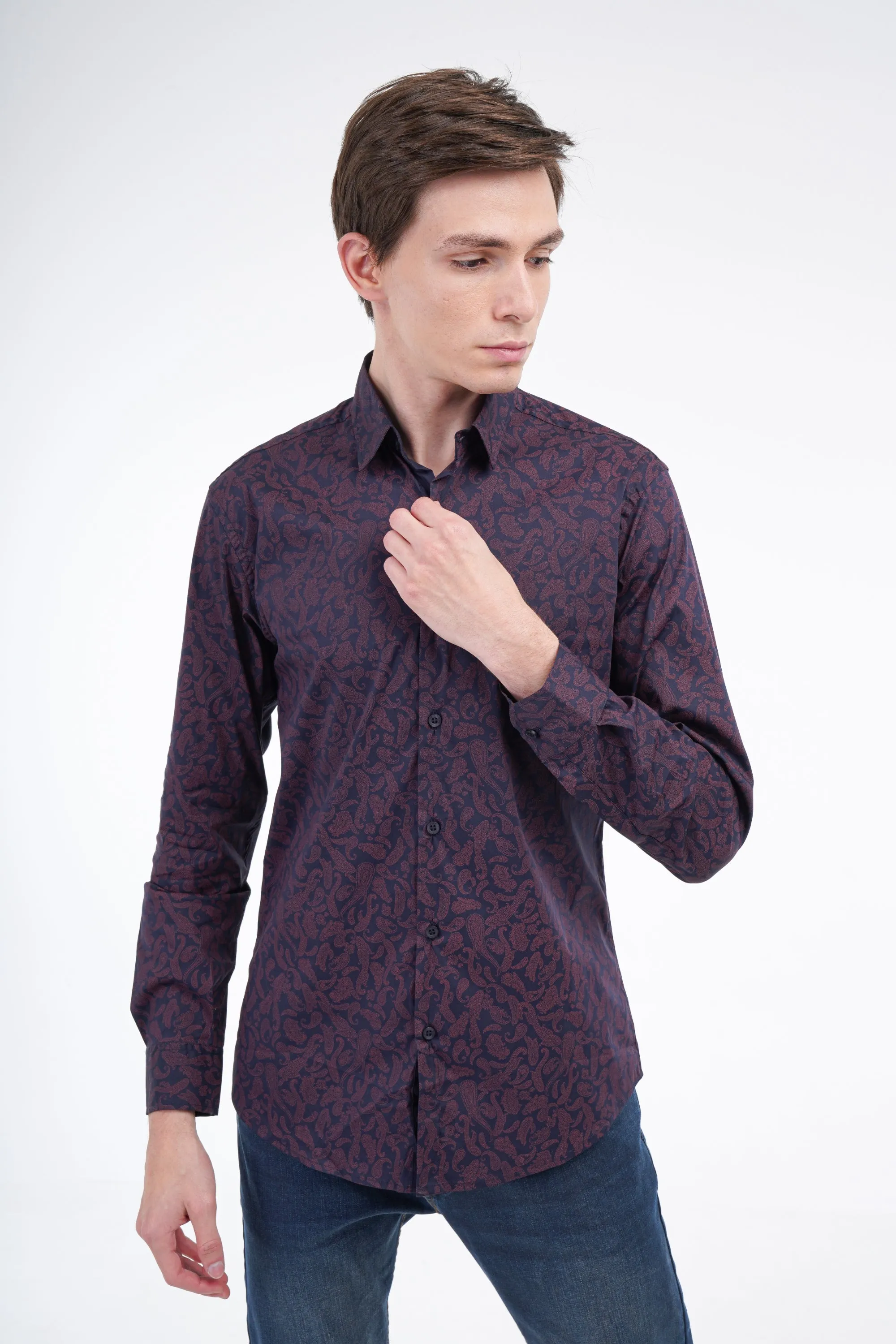 Maroon Paisley Shirt