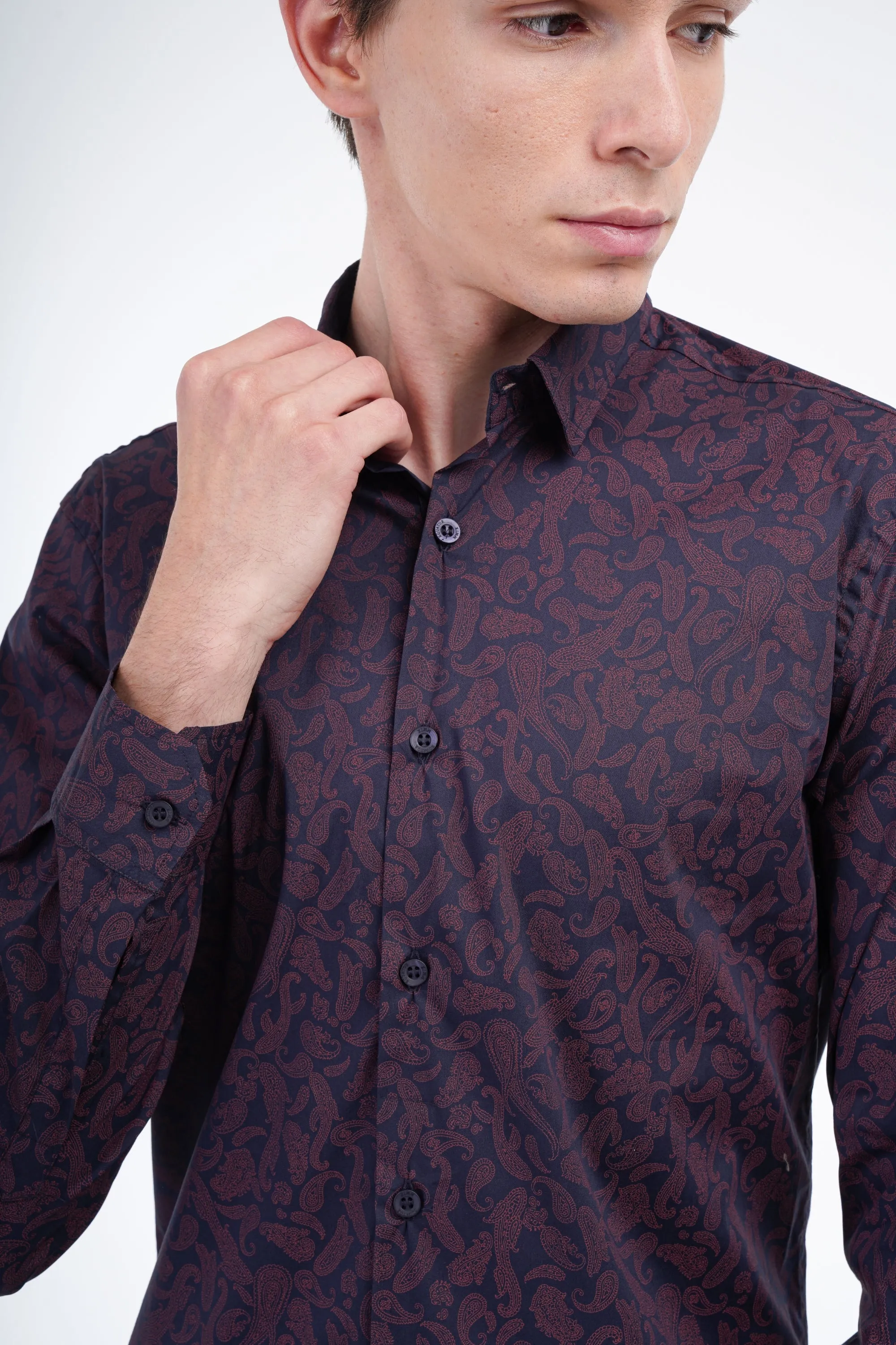 Maroon Paisley Shirt