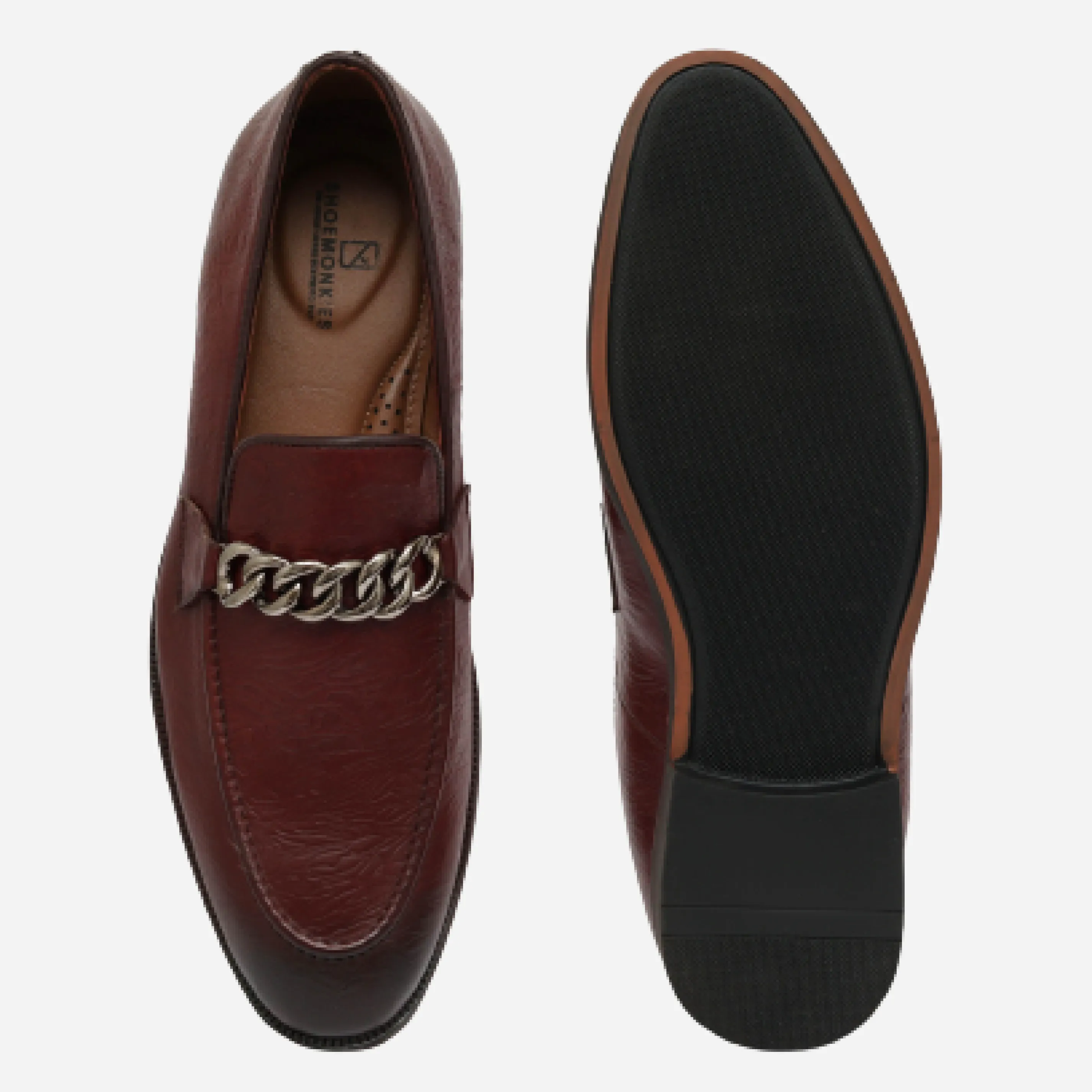 Men's Buckle Moccasin Loafers - Black & Cherry