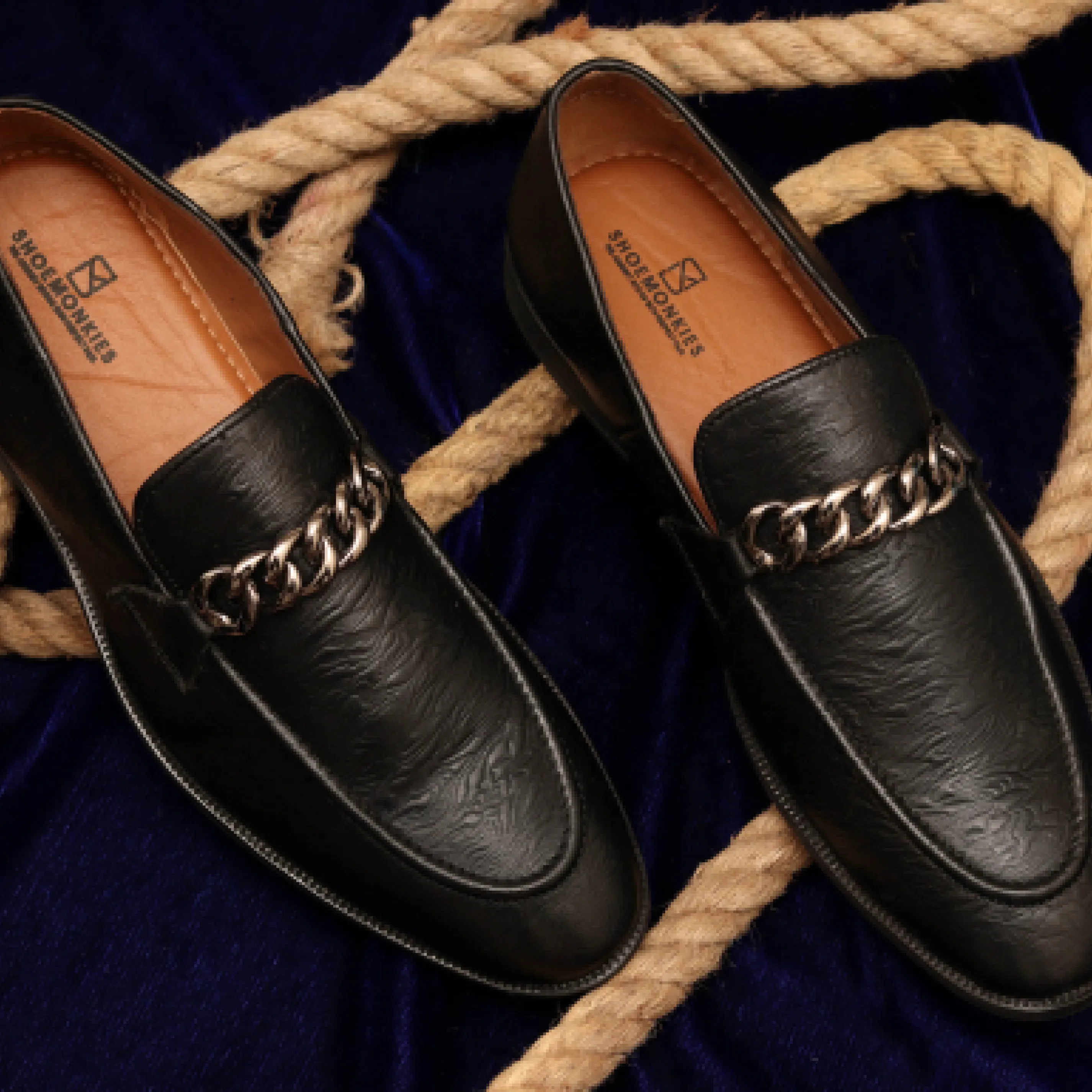 Men's Buckle Moccasin Loafers - Black & Cherry