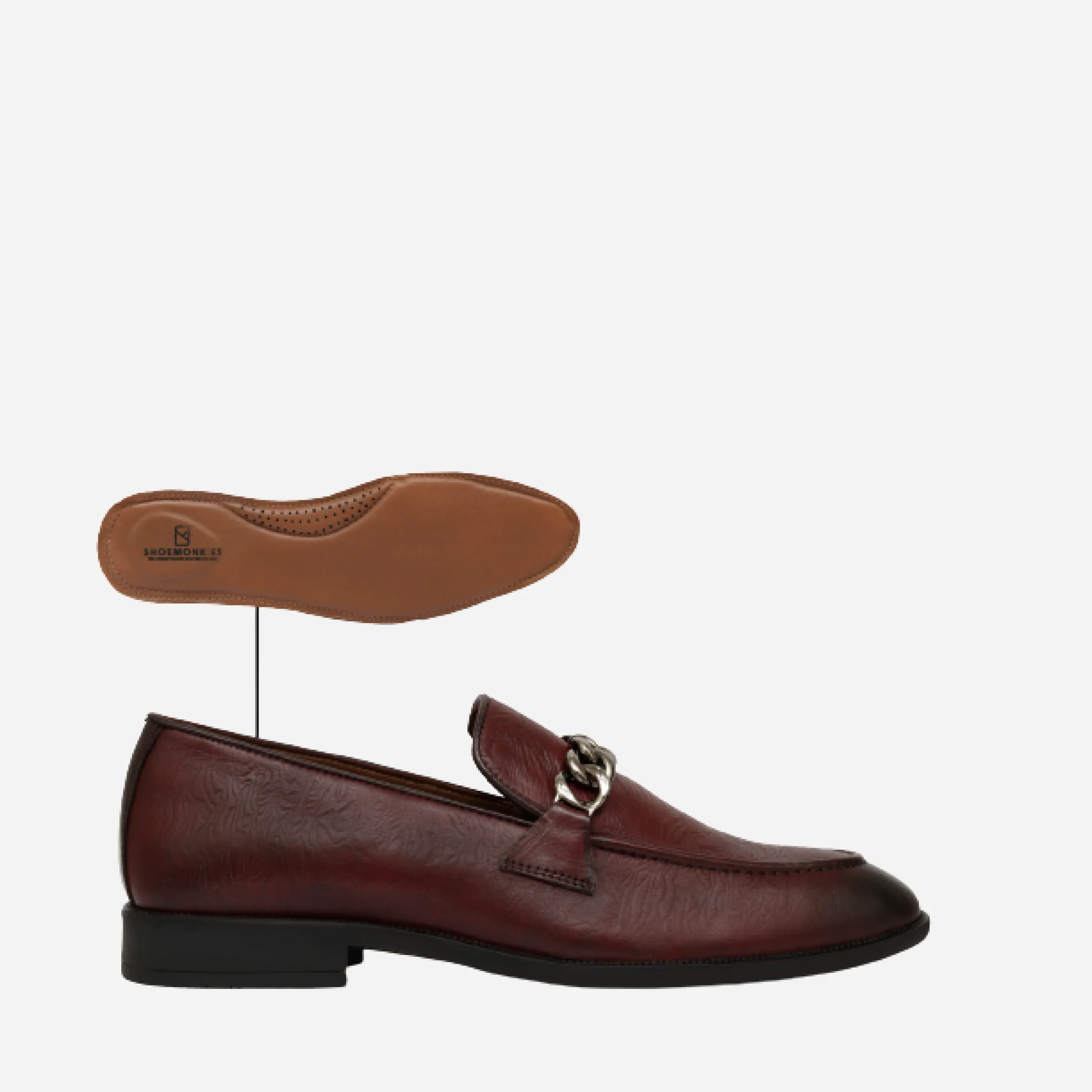 Men's Buckle Moccasin Loafers - Black & Cherry