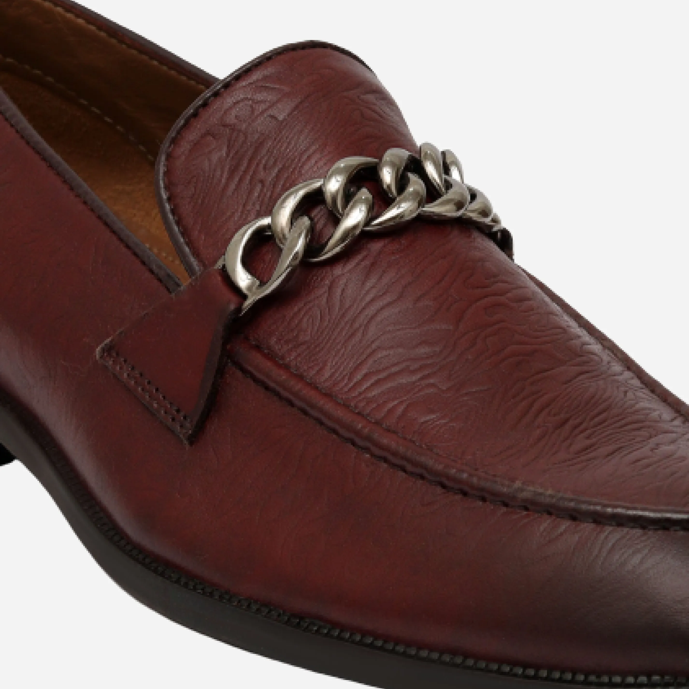 Men's Buckle Moccasin Loafers - Black & Cherry