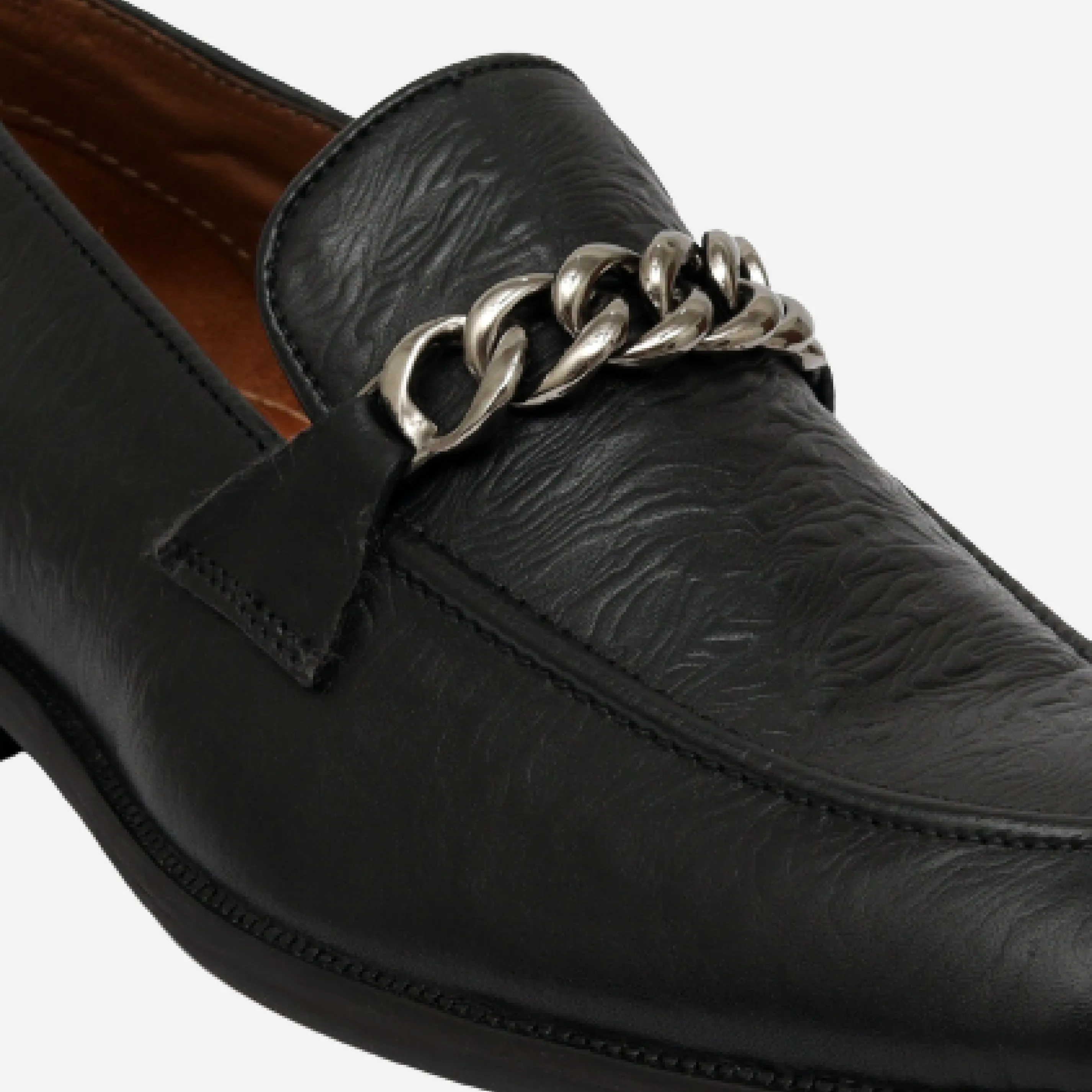 Men's Buckle Moccasin Loafers - Black & Cherry