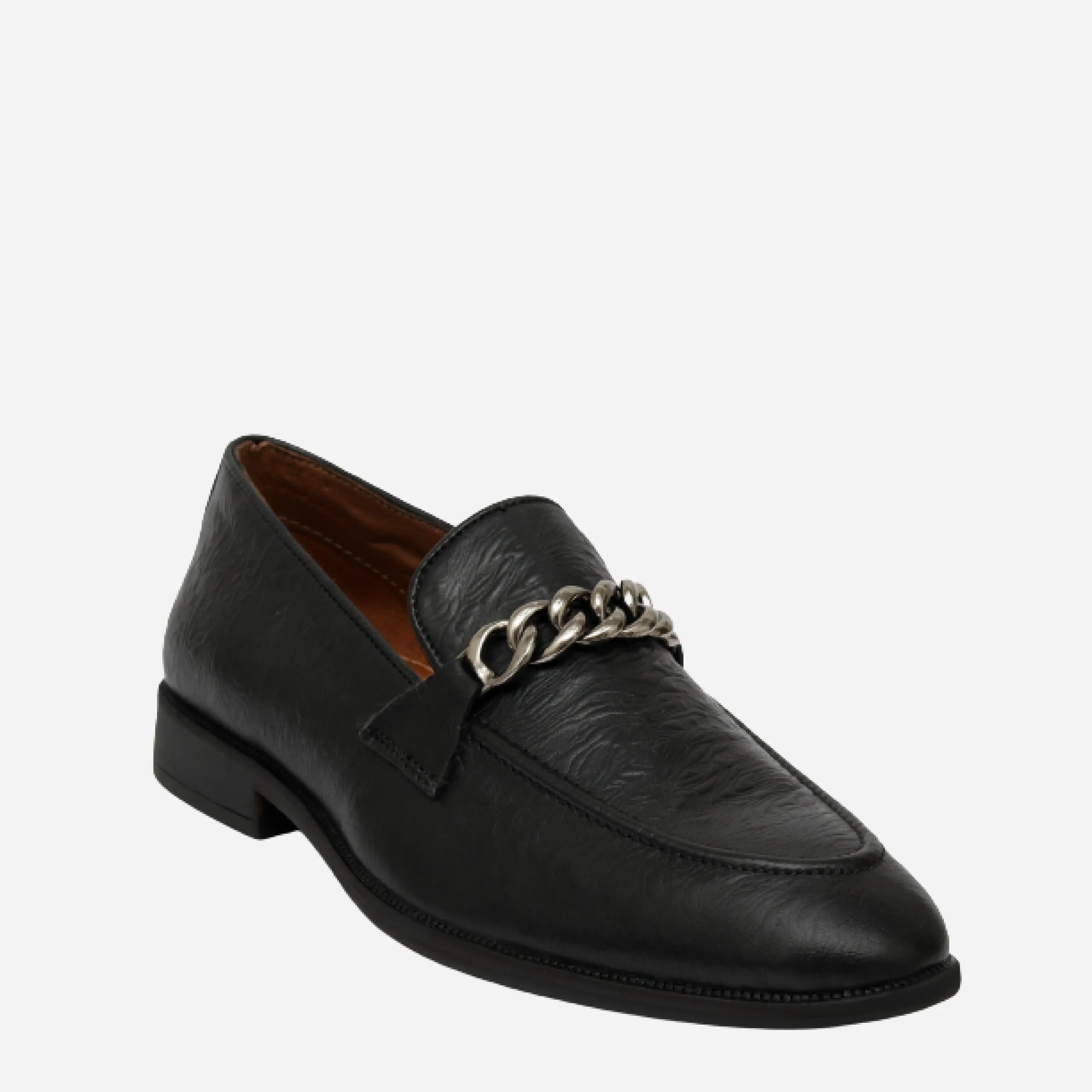 Men's Buckle Moccasin Loafers - Black & Cherry