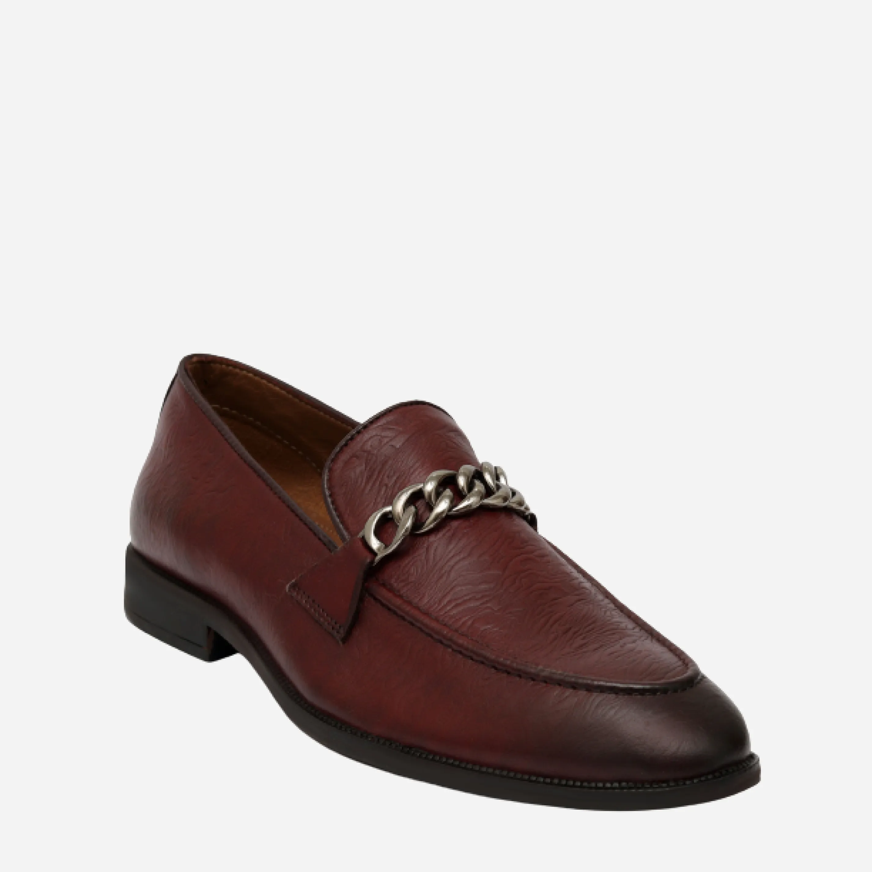 Men's Buckle Moccasin Loafers - Black & Cherry