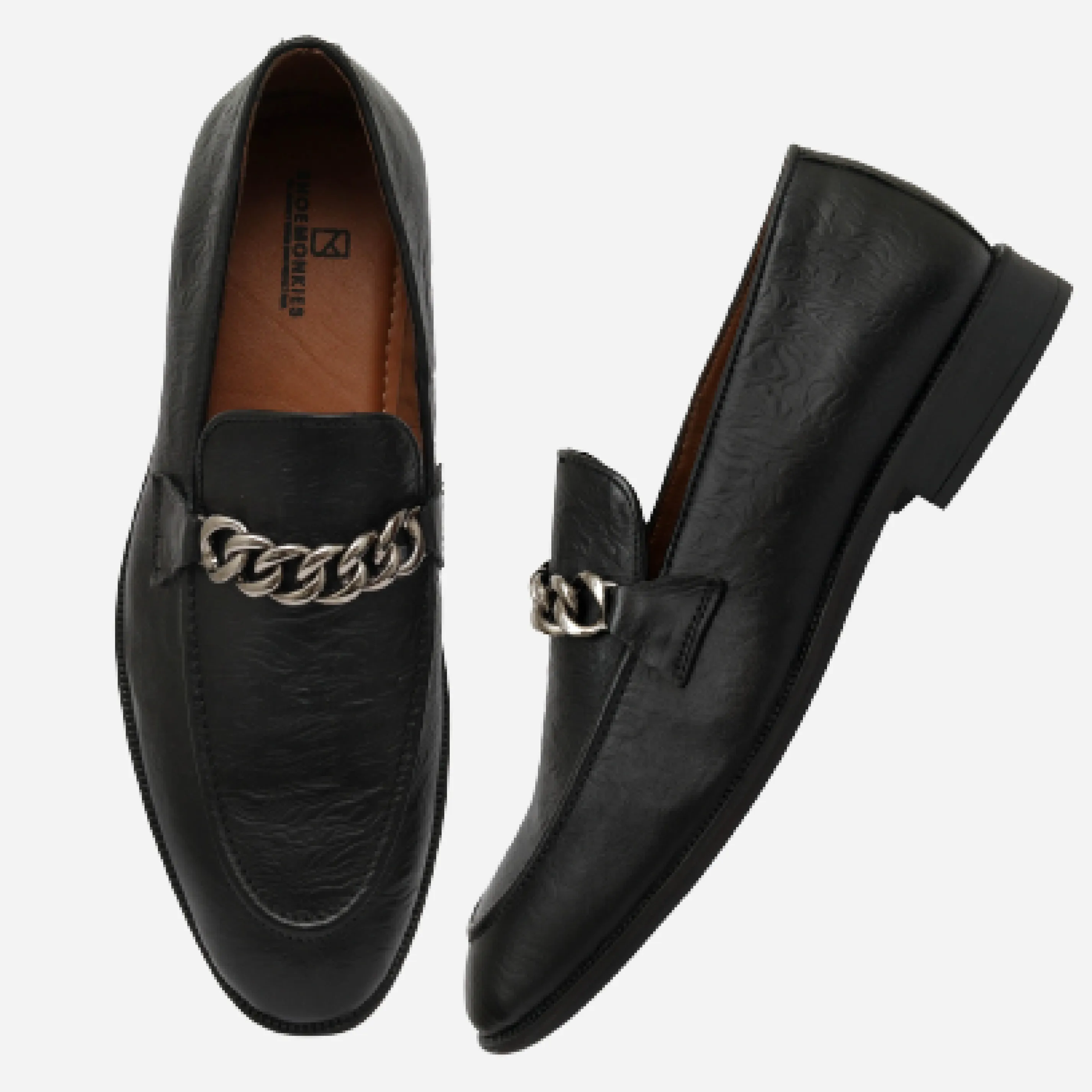 Men's Buckle Moccasin Loafers - Black & Cherry