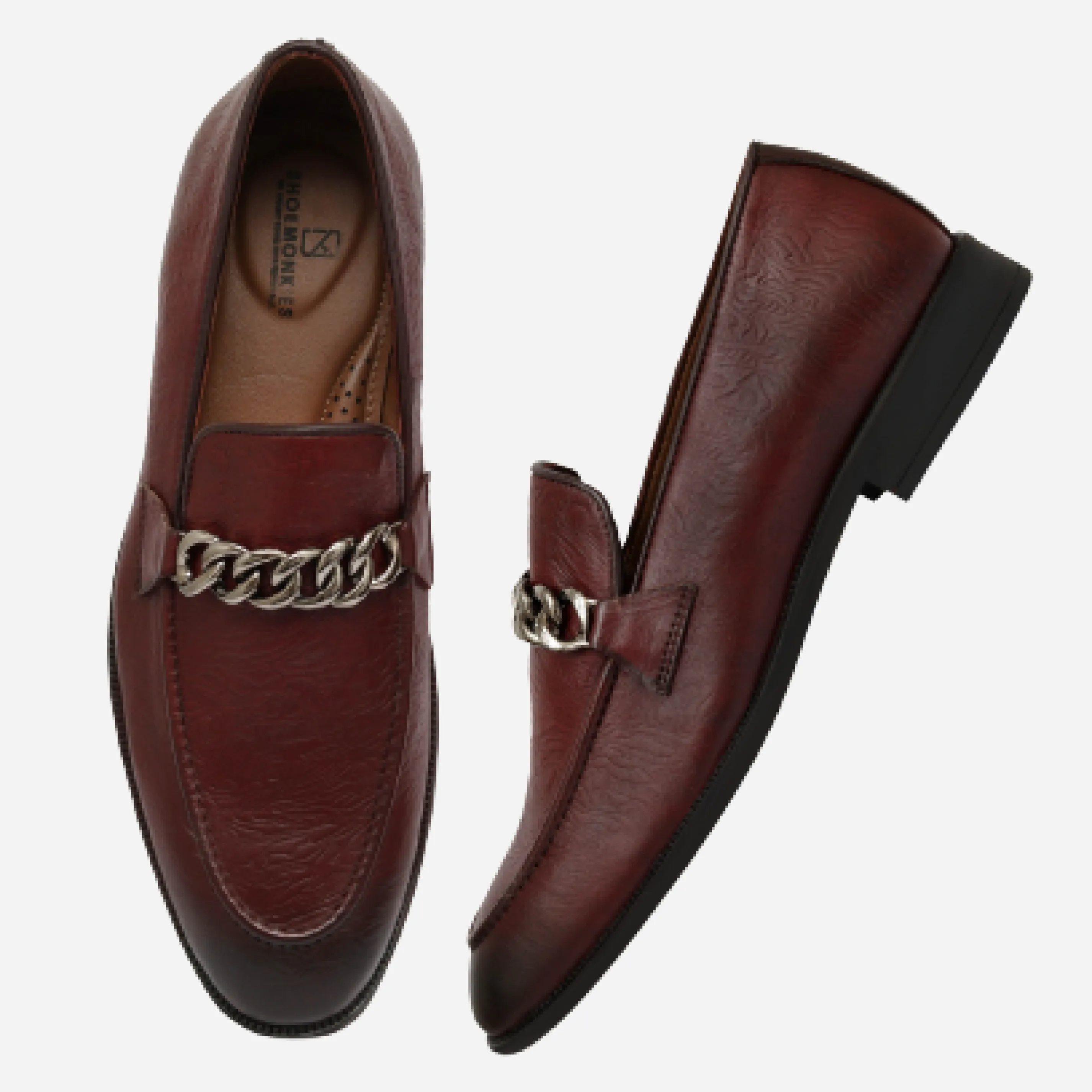 Men's Buckle Moccasin Loafers - Black & Cherry
