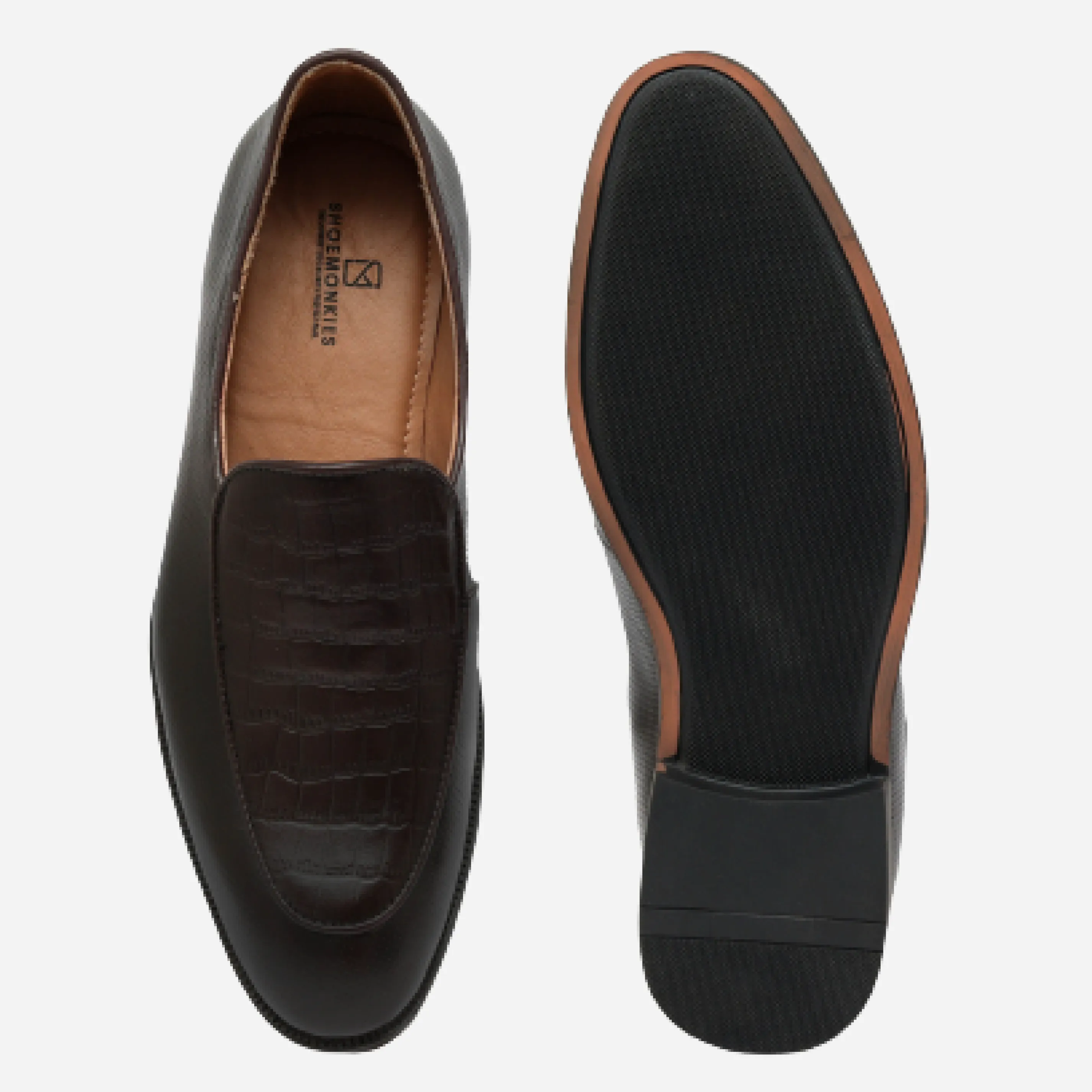 Men's Textured Moccasin Loafers - Black & Brown