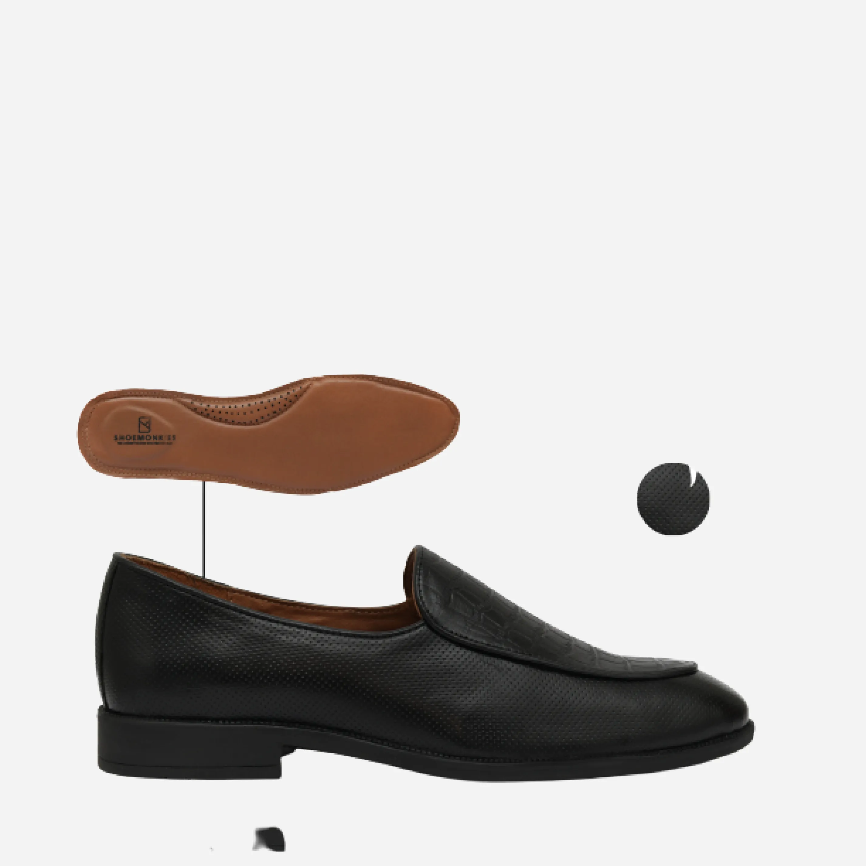 Men's Textured Moccasin Loafers - Black & Brown