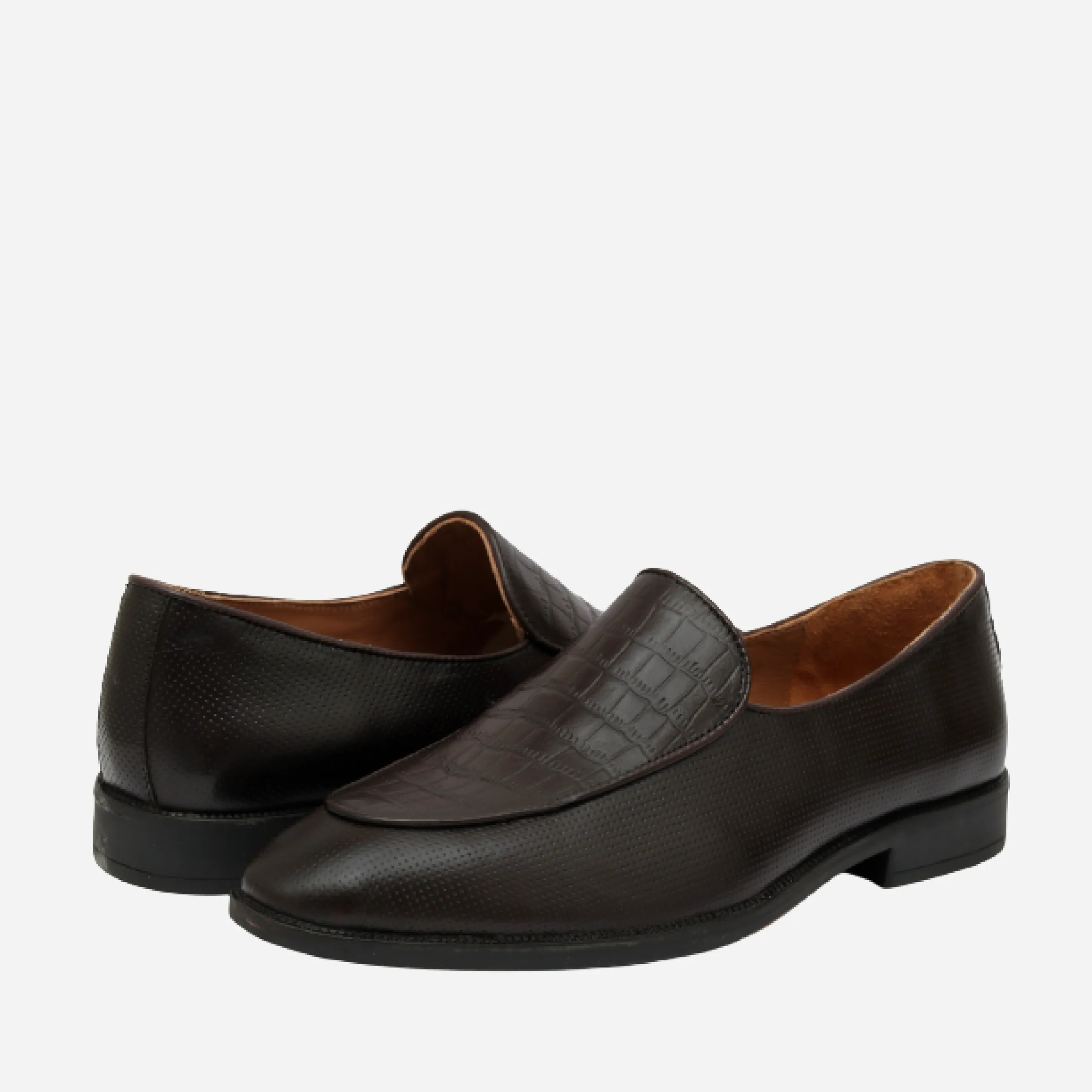 Men's Textured Moccasin Loafers - Black & Brown