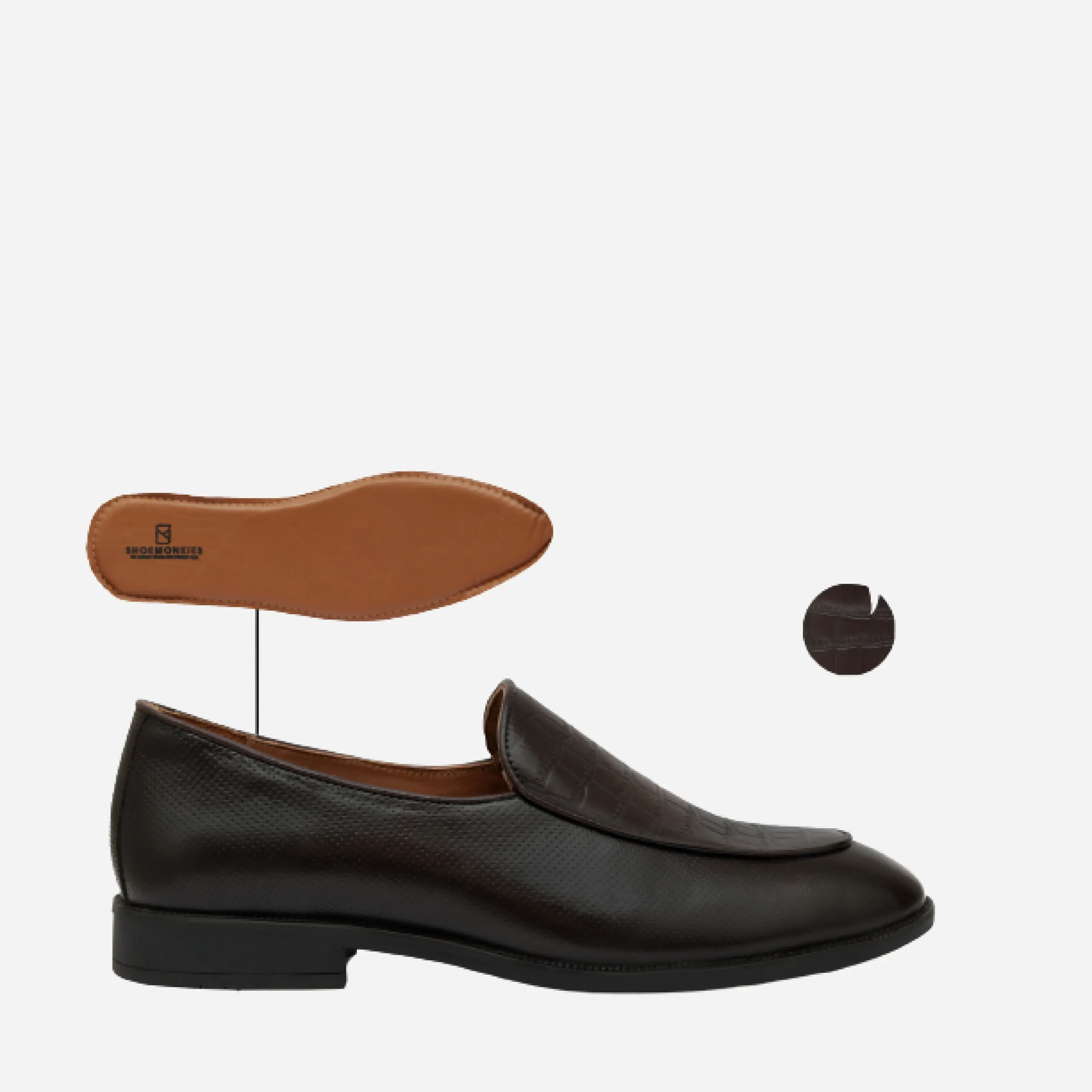Men's Textured Moccasin Loafers - Black & Brown