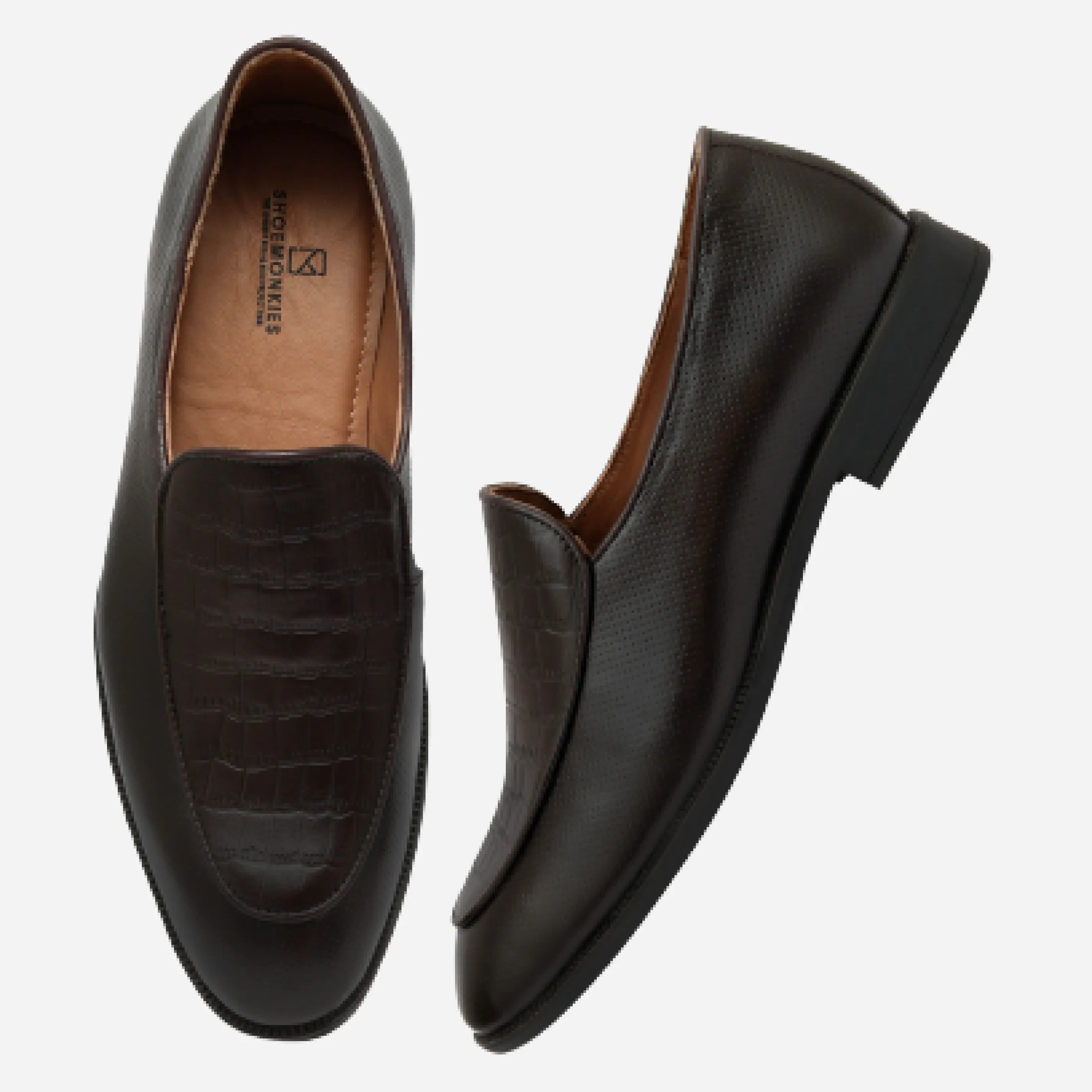 Men's Textured Moccasin Loafers - Black & Brown